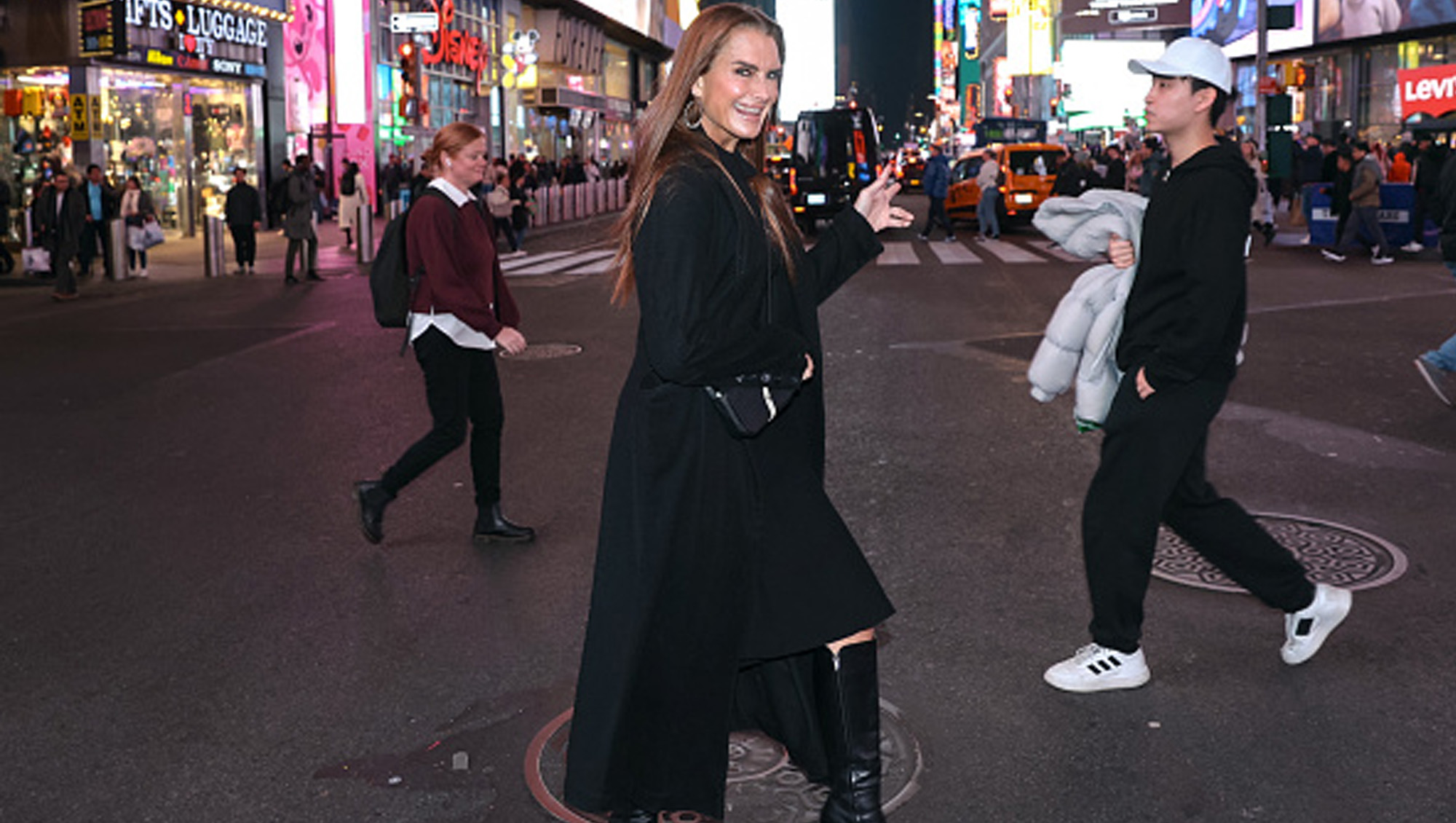 Brooke Shields is seen in Times Square on November 19, 2024 in New York City.