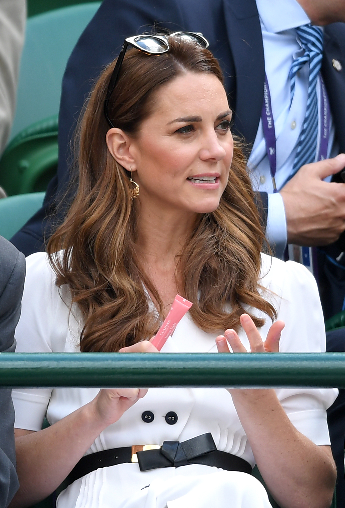 Catherine, Duchess of Cambridge attends day two of the Wimbledon Tennis Championships at All England Lawn Tennis and Croquet Club on July 02, 2019 in London, England.
