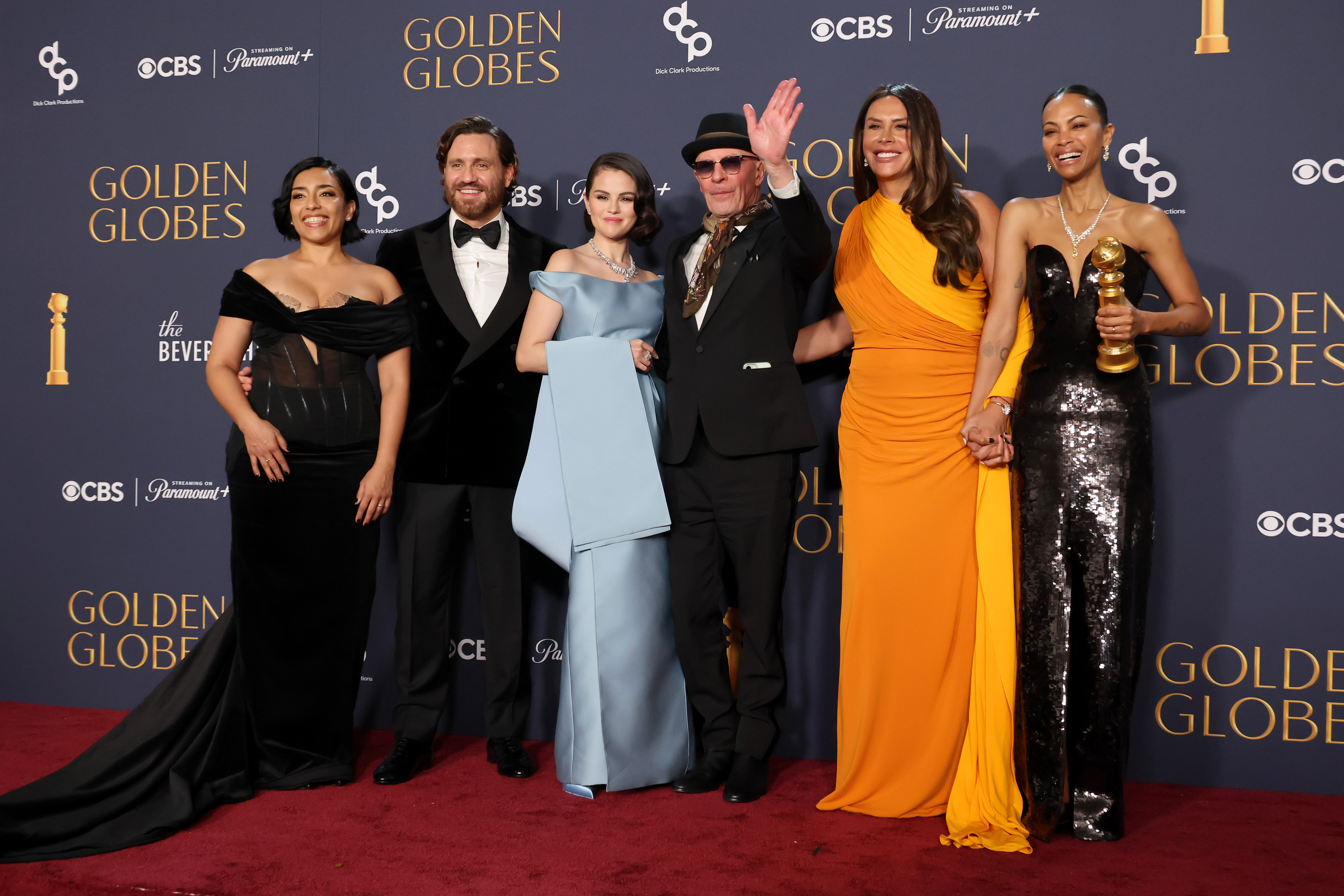 Elenco de la película francesa 'Emilia Pérez' en los Globos de Oro 2025
