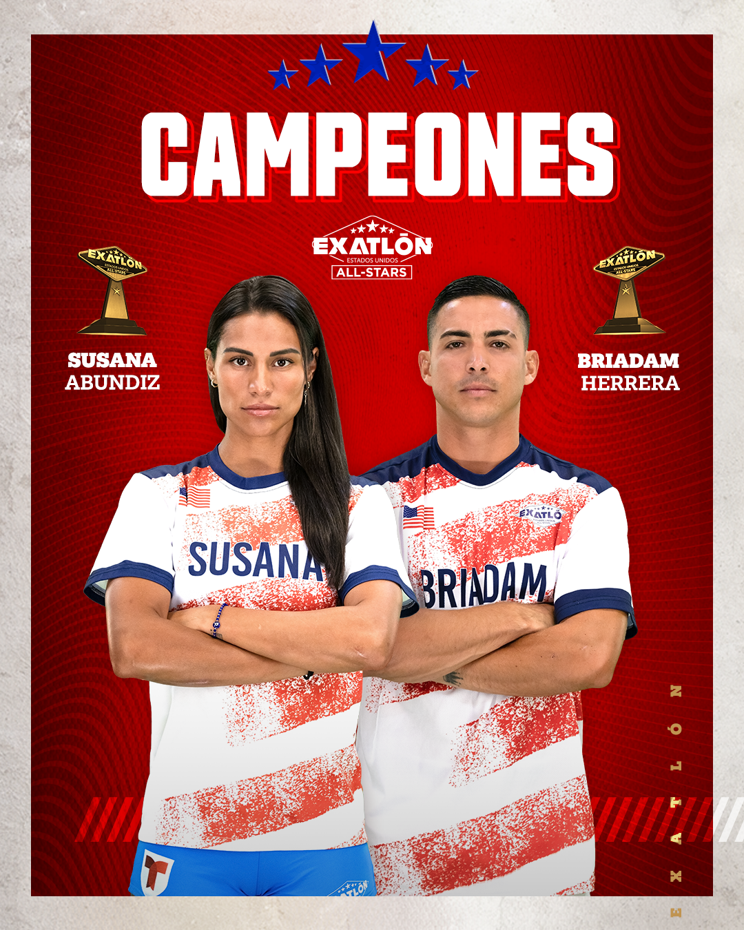 Susana Abundiz y Briadam Herrera, campeones de Exatlón Estados Unidos All-Stars