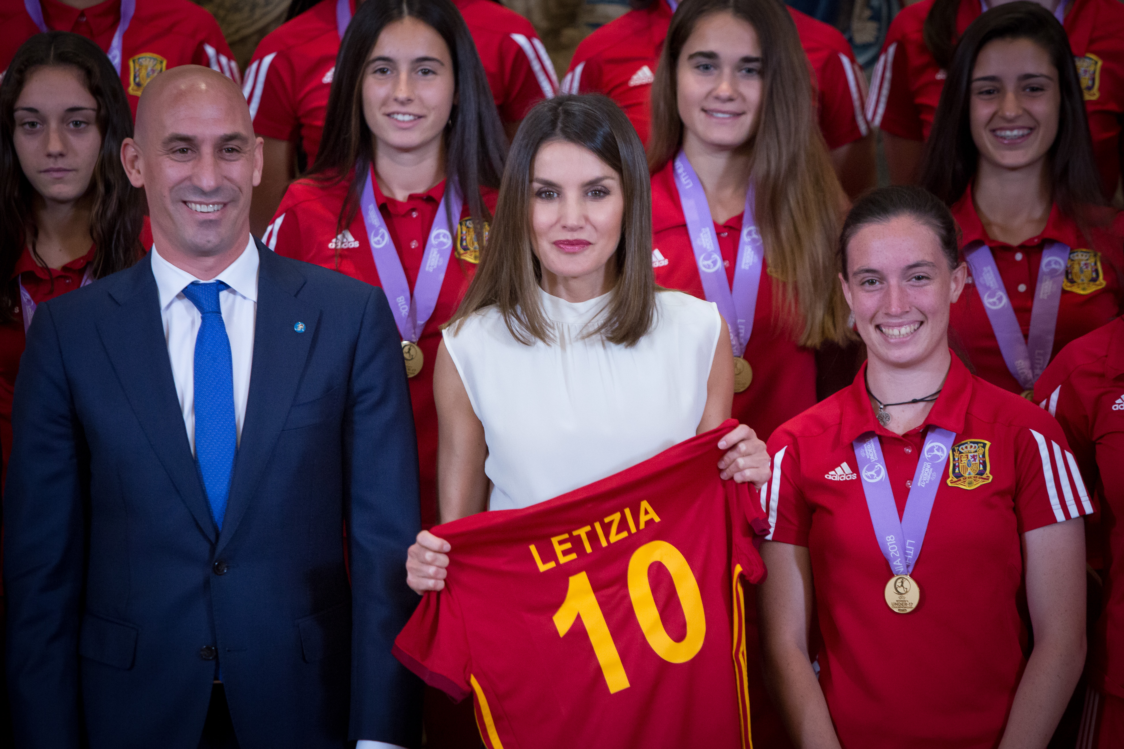Luis Rubiales con la reina Leticia.