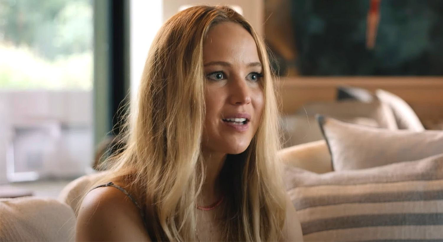 Jennifer Lawrence looks earnest in No Hard Feelings.