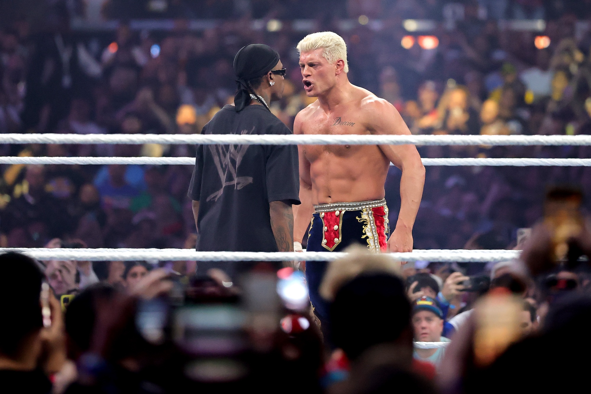 Travis Scott Gets Laid Out Cold At WrestleMania By Cody Rhodes