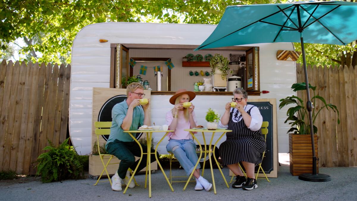 Johan Svenson, Katarina Blöm and Ellinor Engström in 'The Gentle Art of Swedish Death Cleaning.'