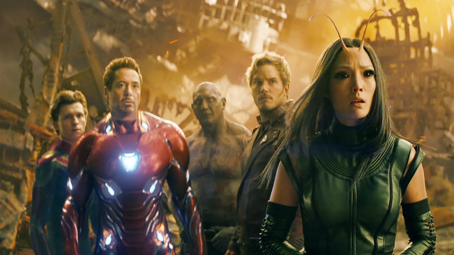 Mantis, Spider-Man and other Marvel heroes stand ready to battle in 'Avengers: Infinity War.'