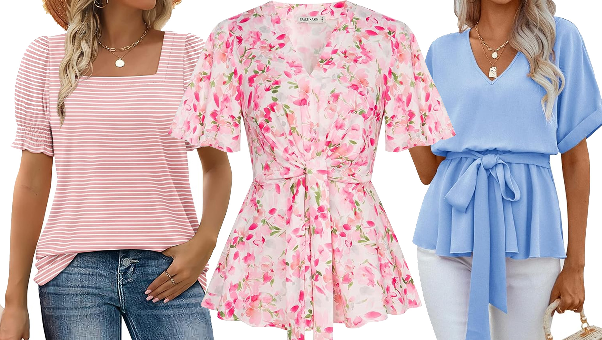 pink and blue tops for women amazon