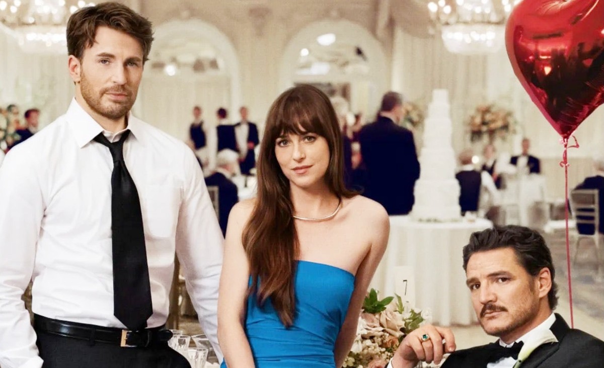 Chris Evans, Dakota Johnson and Pedro Pascal in Materialists