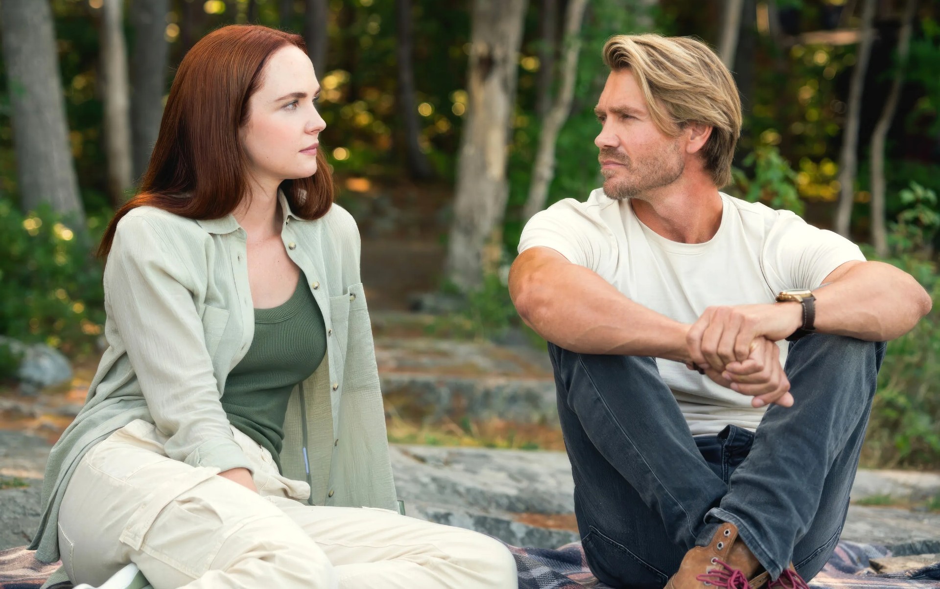 Morgan Kohan and Chad Michael Murray in Sullivan's Crossing