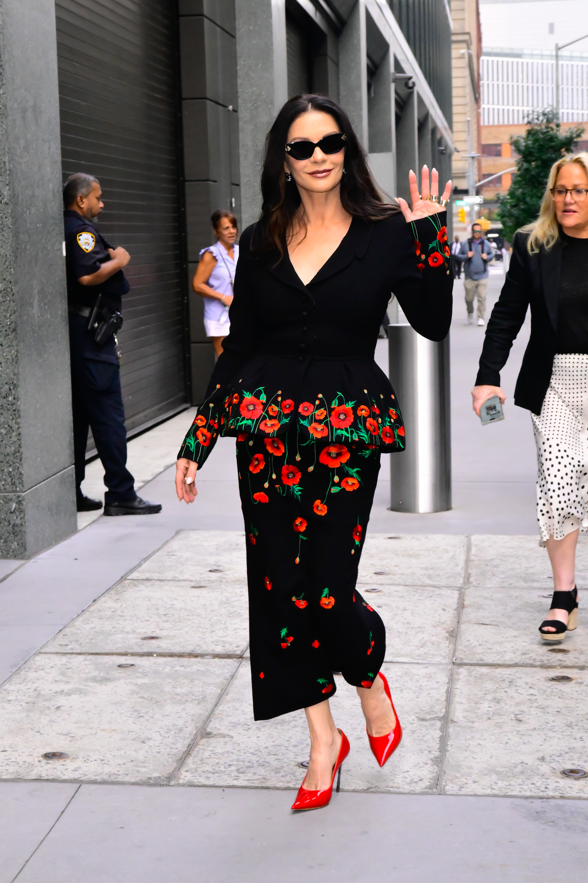 Catherine Zeta-Jones is seen in midtown on August 05, 2025 in New York City.