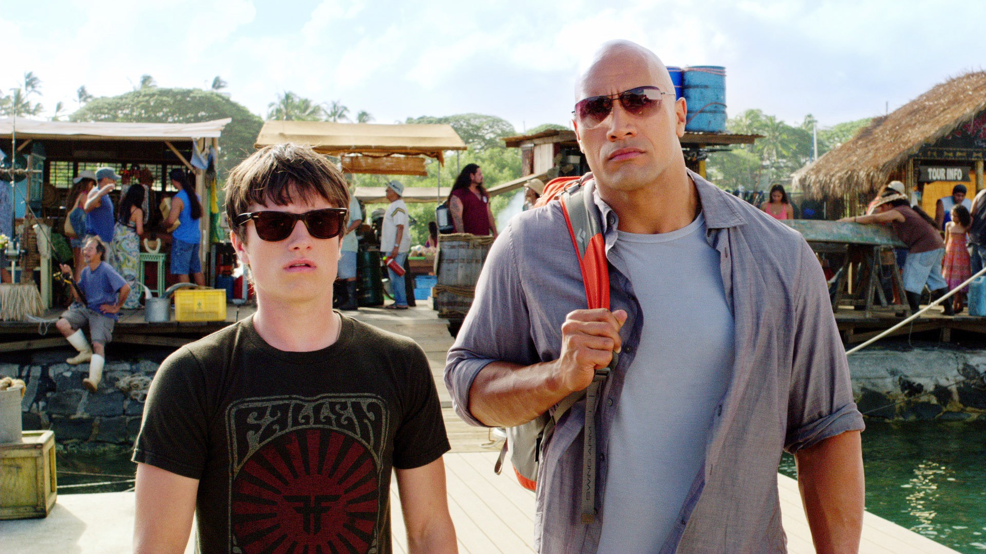 Josh Hutcherson and The Rock in Journey 2: The Mysterious Island