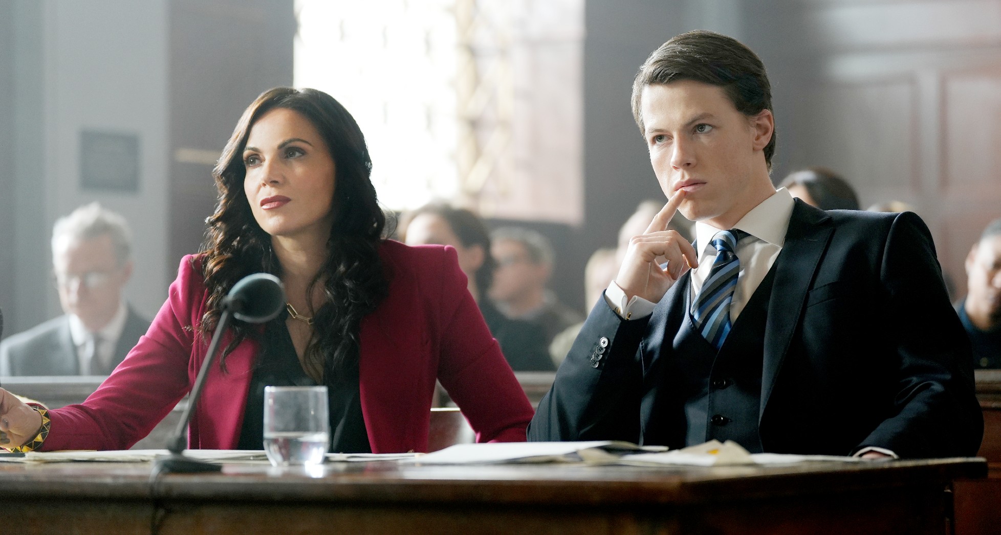 Lana Parrilla and Milo Callaghan in The Rainmaker