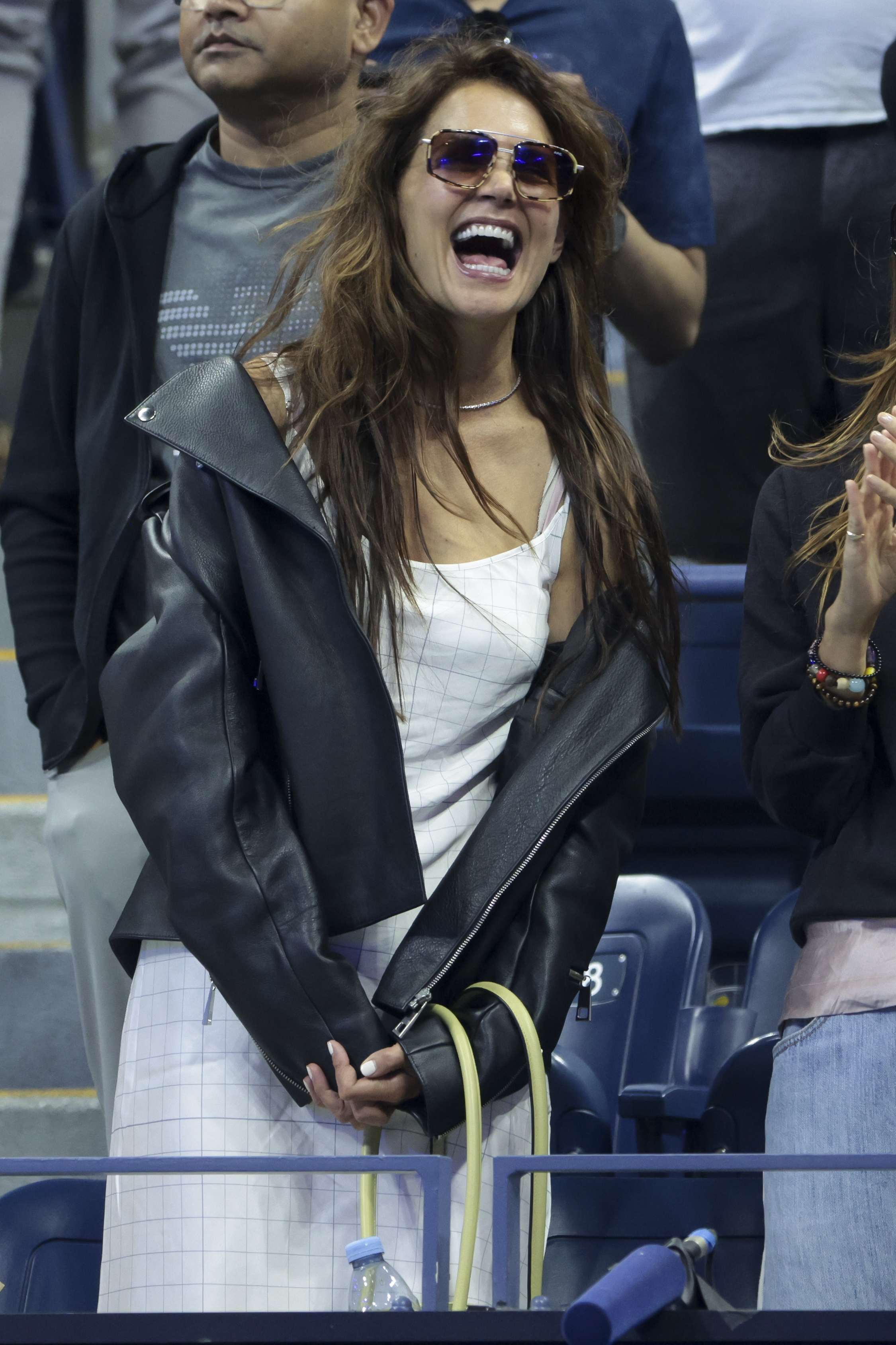Katie Holmes attends day six of the 2025 US Open Tennis Championships at USTA Billie Jean King National Tennis Center on August 29, 2025 in Flushing Meadows, Queens, New York City.