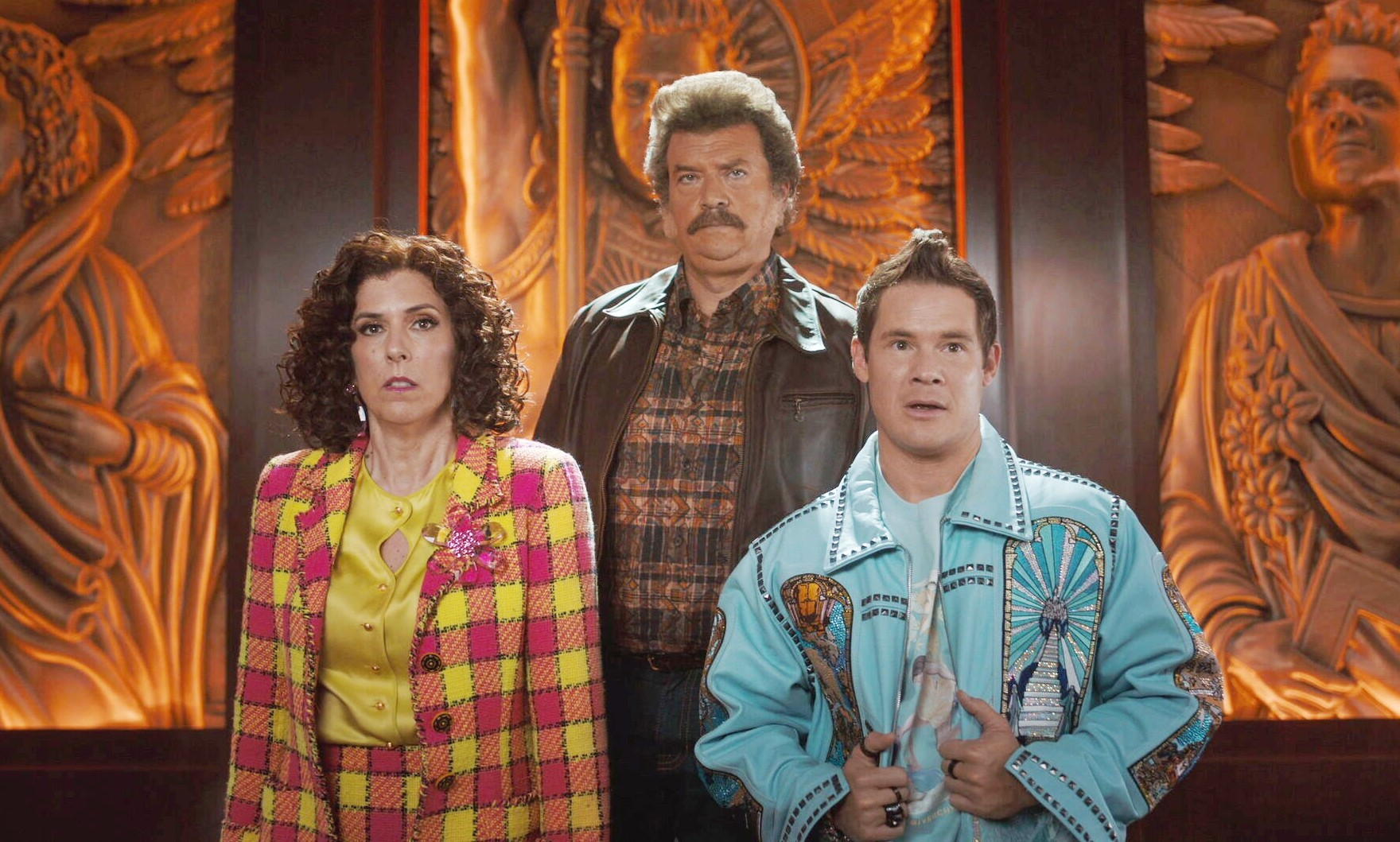 Edi Patterson, Danny McBride, Adam Devine in The Righteous Gemstones