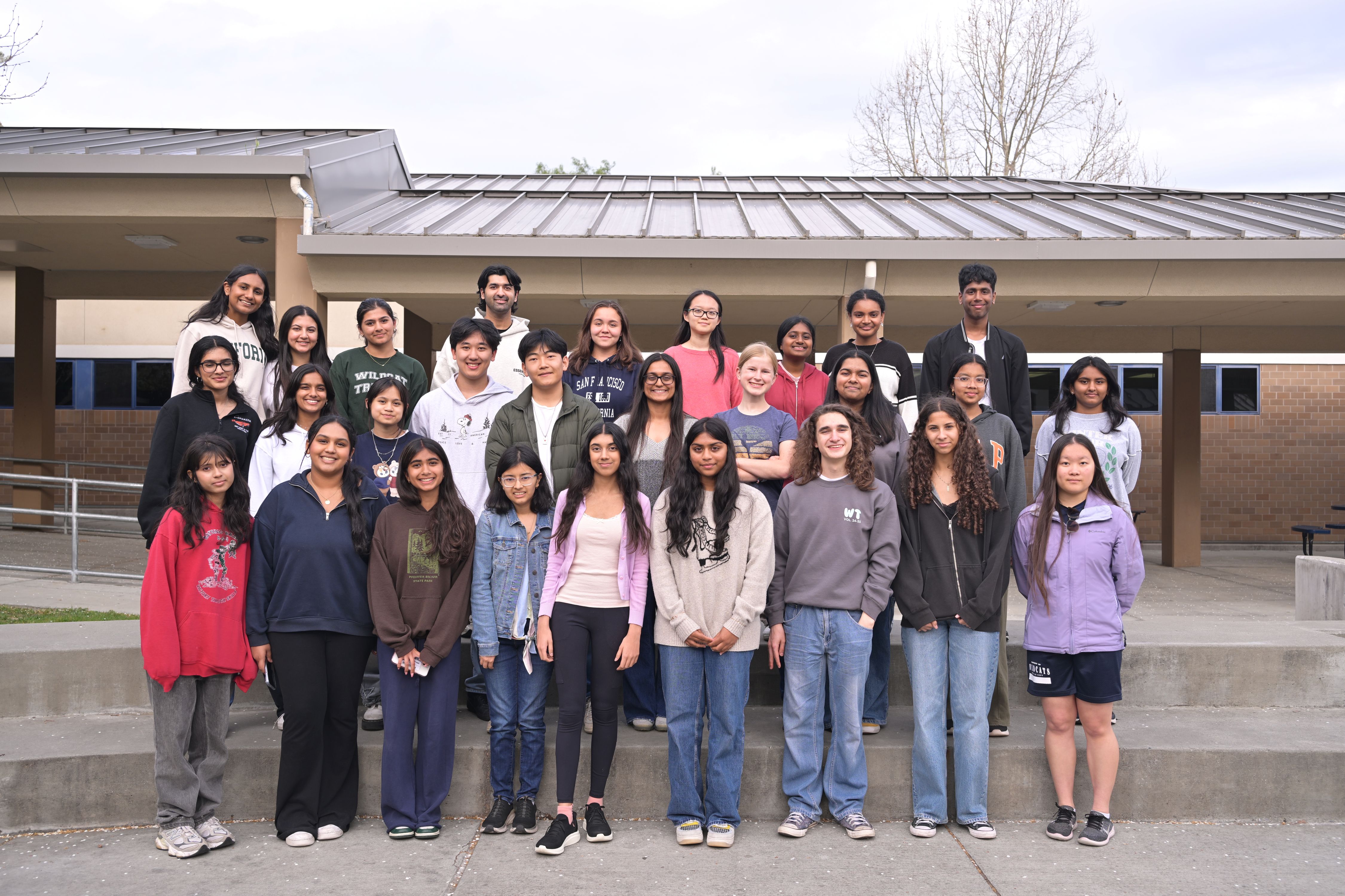 Neel Somani with students from Dougherty Valley High School after his previous donation to the Wildcat Tribune