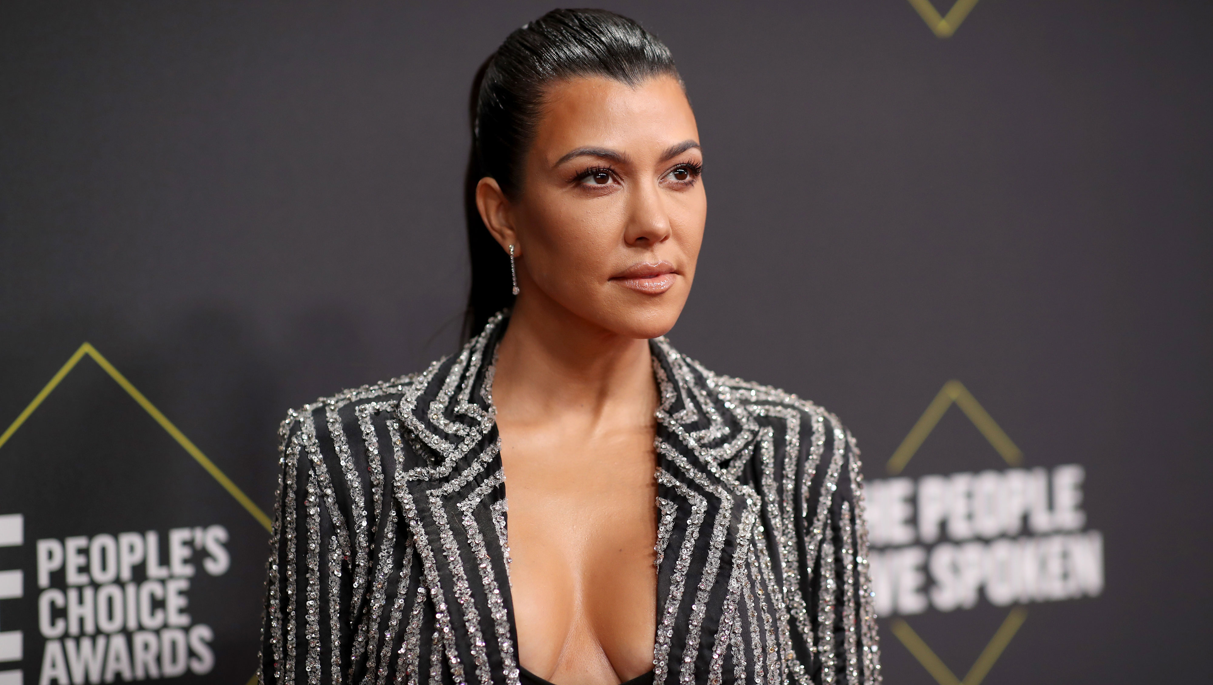 SANTA MONICA, CALIFORNIA - NOVEMBER 10: 2019 E! PEOPLE'S CHOICE AWARDS -- Pictured: Kourtney Kardashian arrives to the 2019 E! People's Choice Awards held at the Barker Hangar on November 10, 2019. -- NUP_188992 (Photo by Christopher Polk/E! Entertainment/NBCU Photo Bank via Getty Images)
