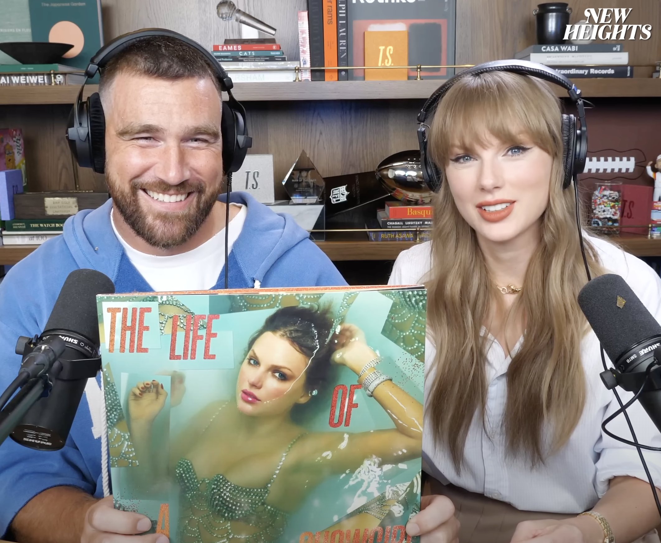 Travis Kelce and Taylor Swift on "New Heights"