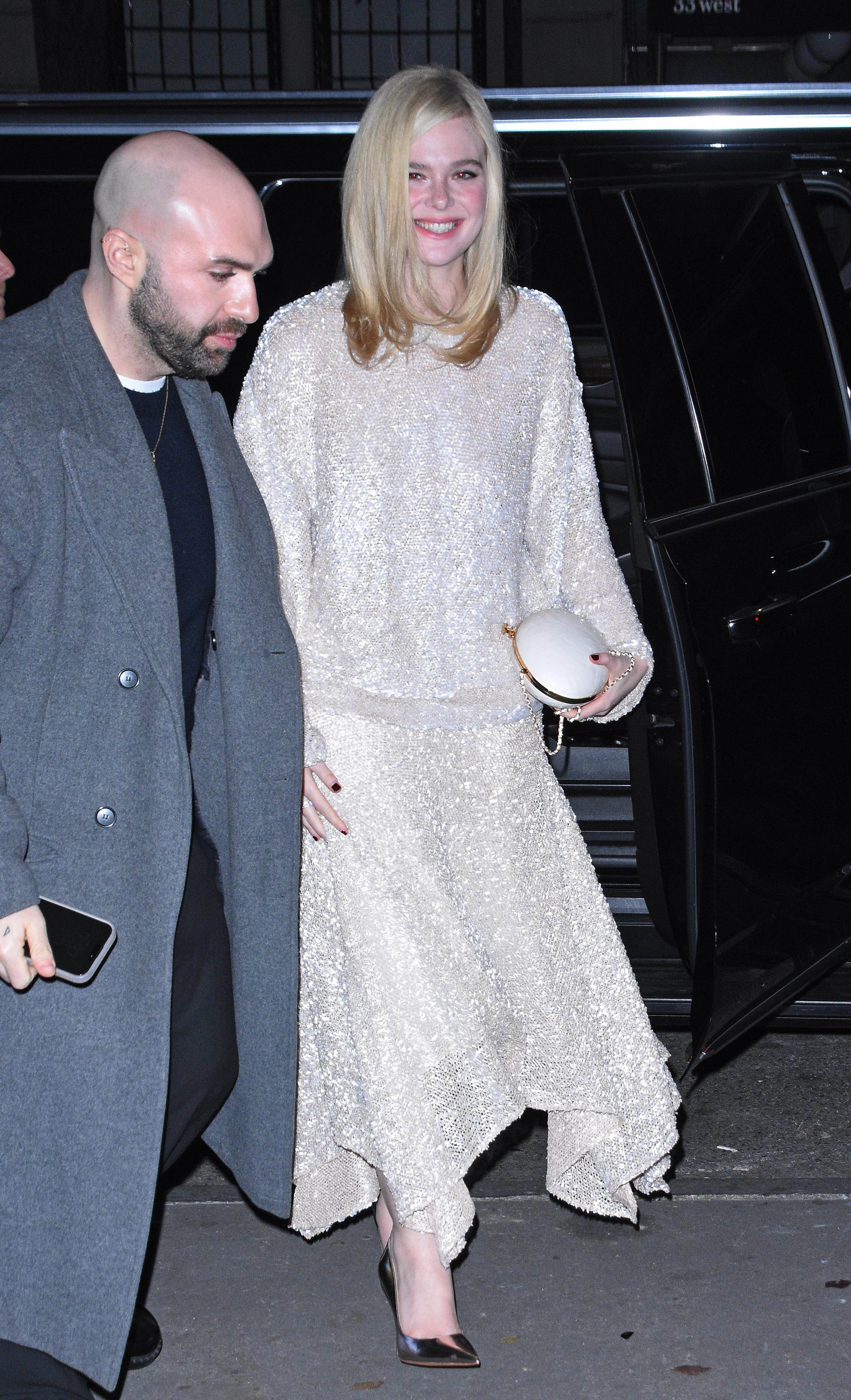 Elle Fanning is seen on November 12, 2025 in New York City.