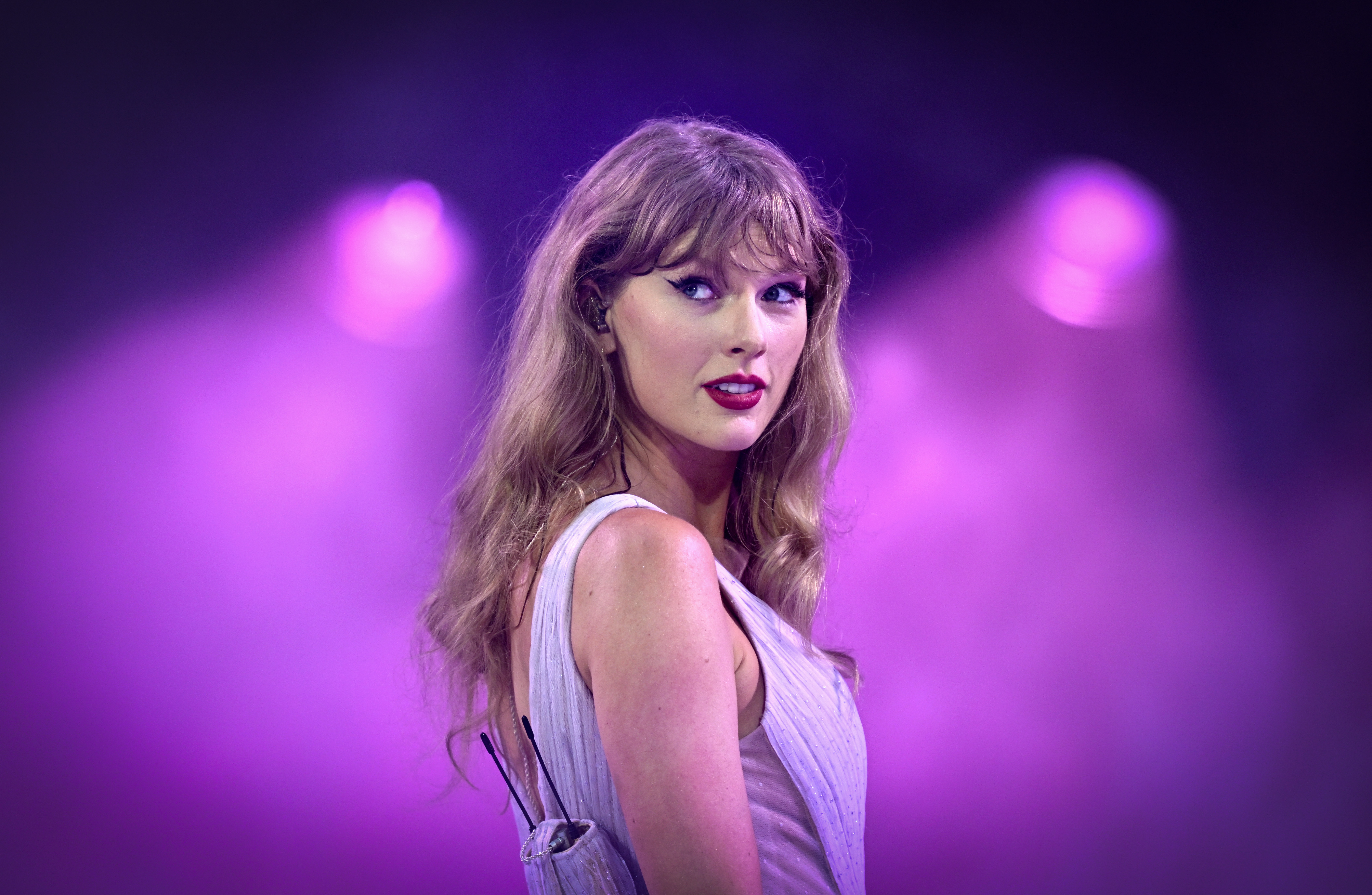Taylor Swift performs onstage during "Taylor Swift | The Eras Tour" at Wembley Stadium on August 15, 2024 in London, England.