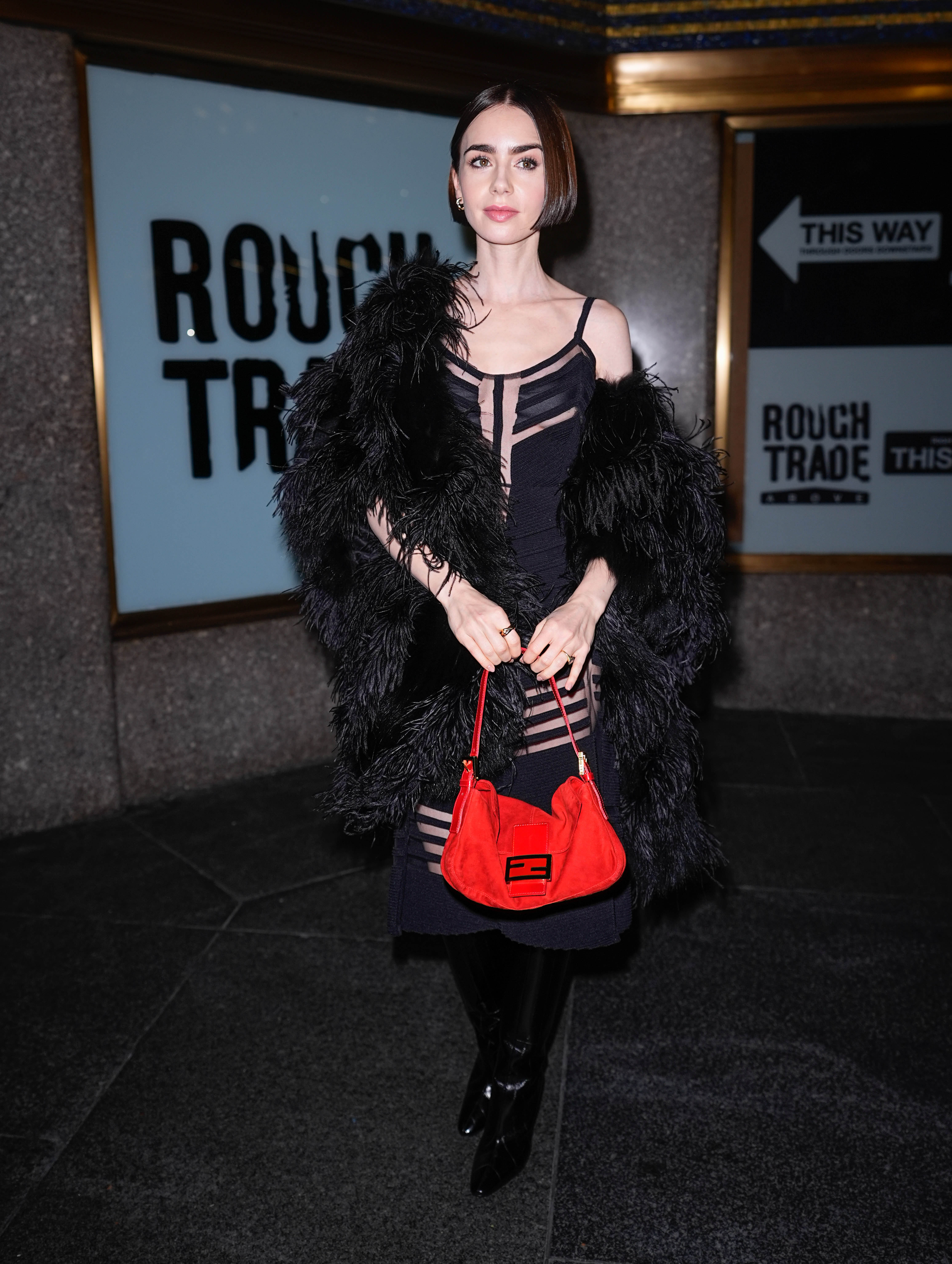 Lily Collins is seen on December 9, 2025 in New York City.