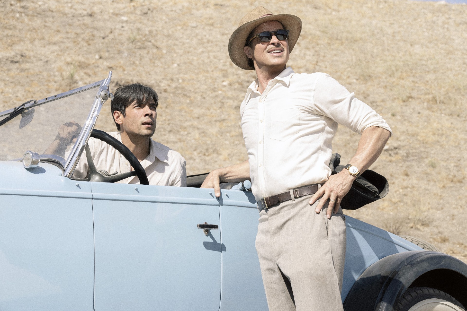 Diego Calva and Brad Pitt in Babylon