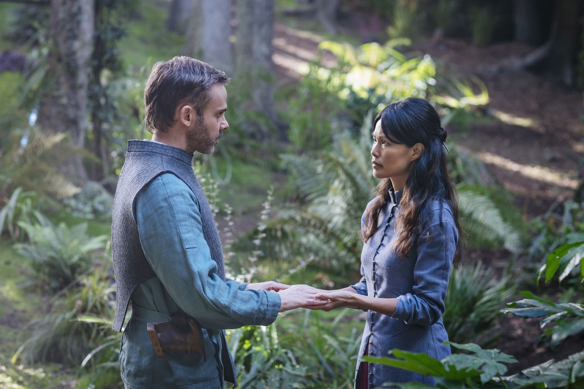 Dominic Monaghan and Elaine Tan in Moonhaven