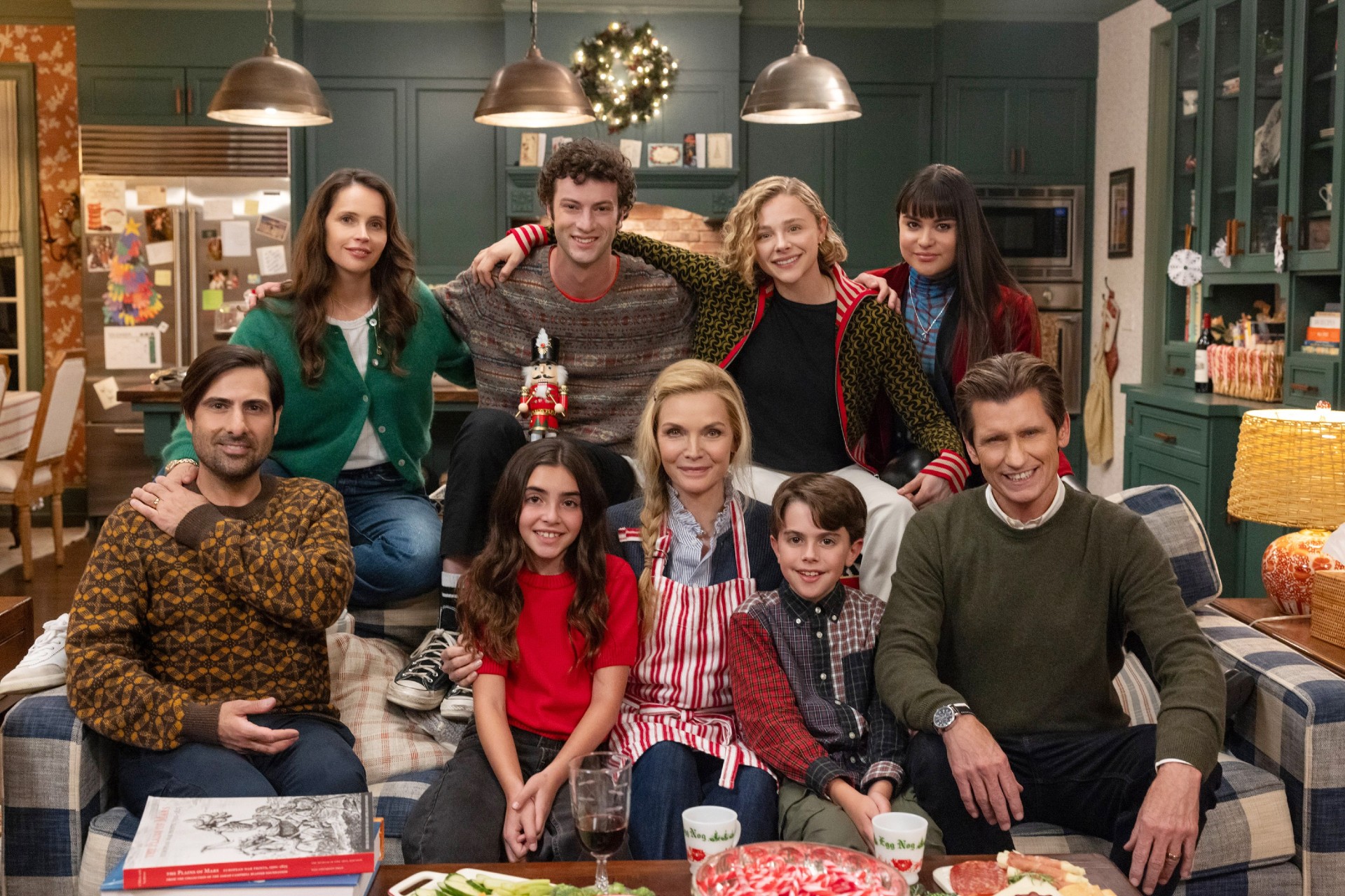 Felicity Jones, Dominic Sessa, Chloe Grace Moretz, Devery Jacobs, bottom, from left: Jason Schwartzman, Rafaella Karnaby, Michelle Pfeiffer, Drake Shehan and Denis Leary in Oh. What. Fun