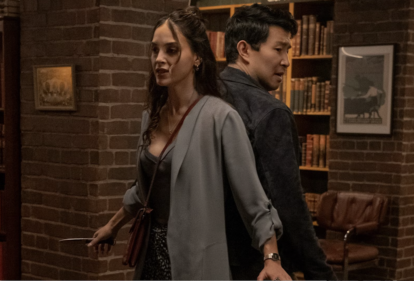 Melissa Barrera and Simu Liu in The Copenhagen Test