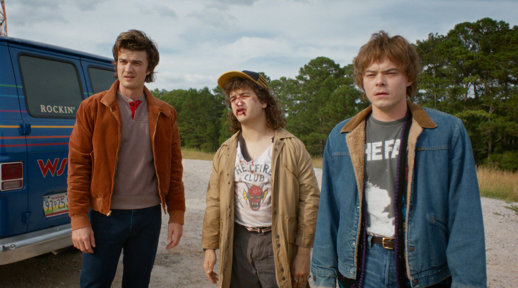 Joe Keery, Gaten Matarazzo and Charlie Heaton in Stranger Things season 5