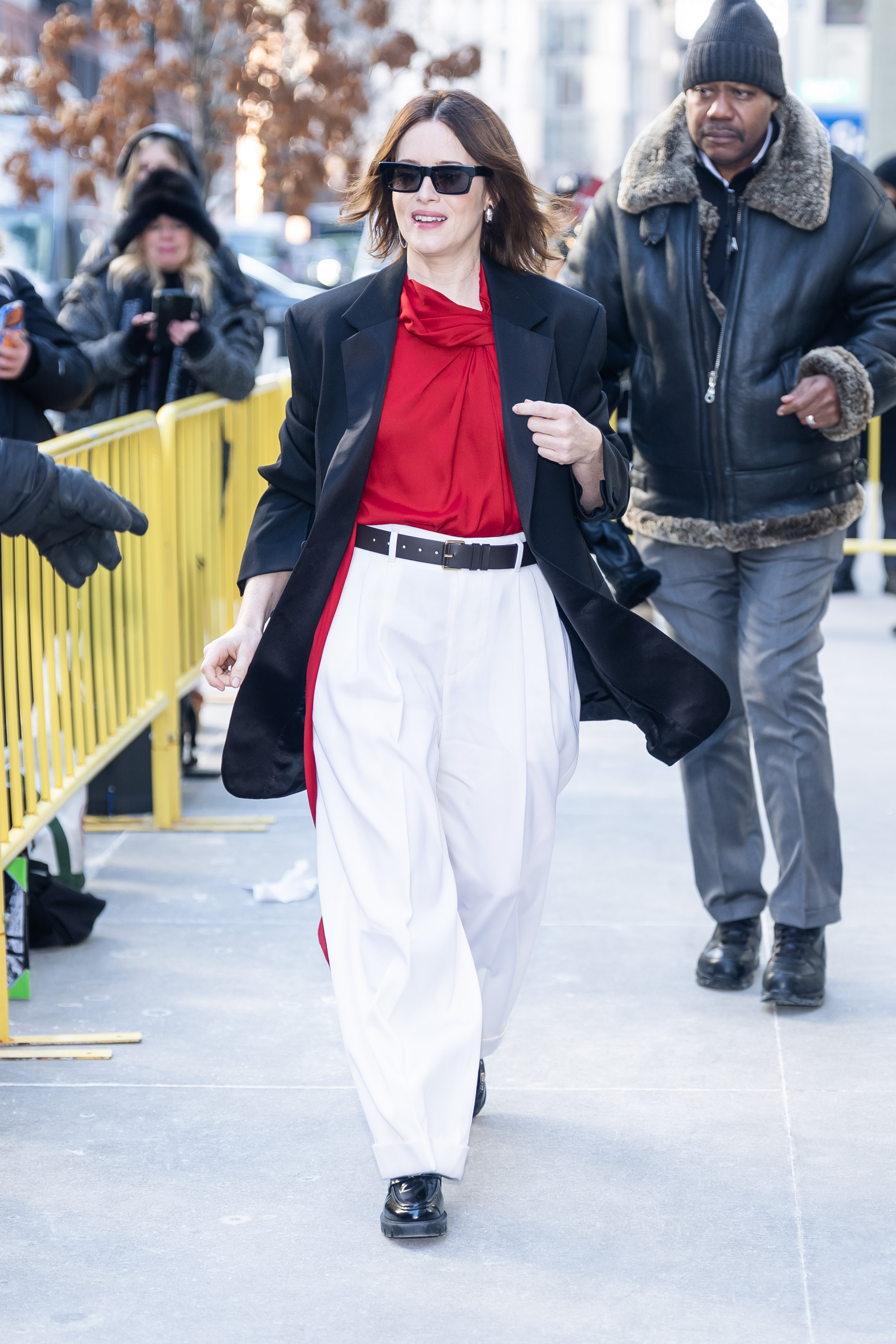 Claire Foy is seen in Hudson Square on January 21, 2026 in New York City.