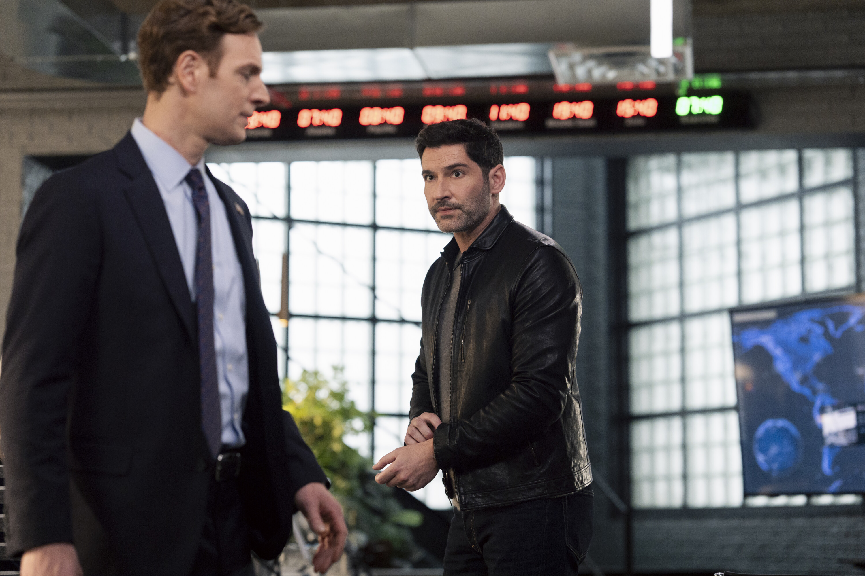 Nick Gehlfuss and Tom Ellis in CIA