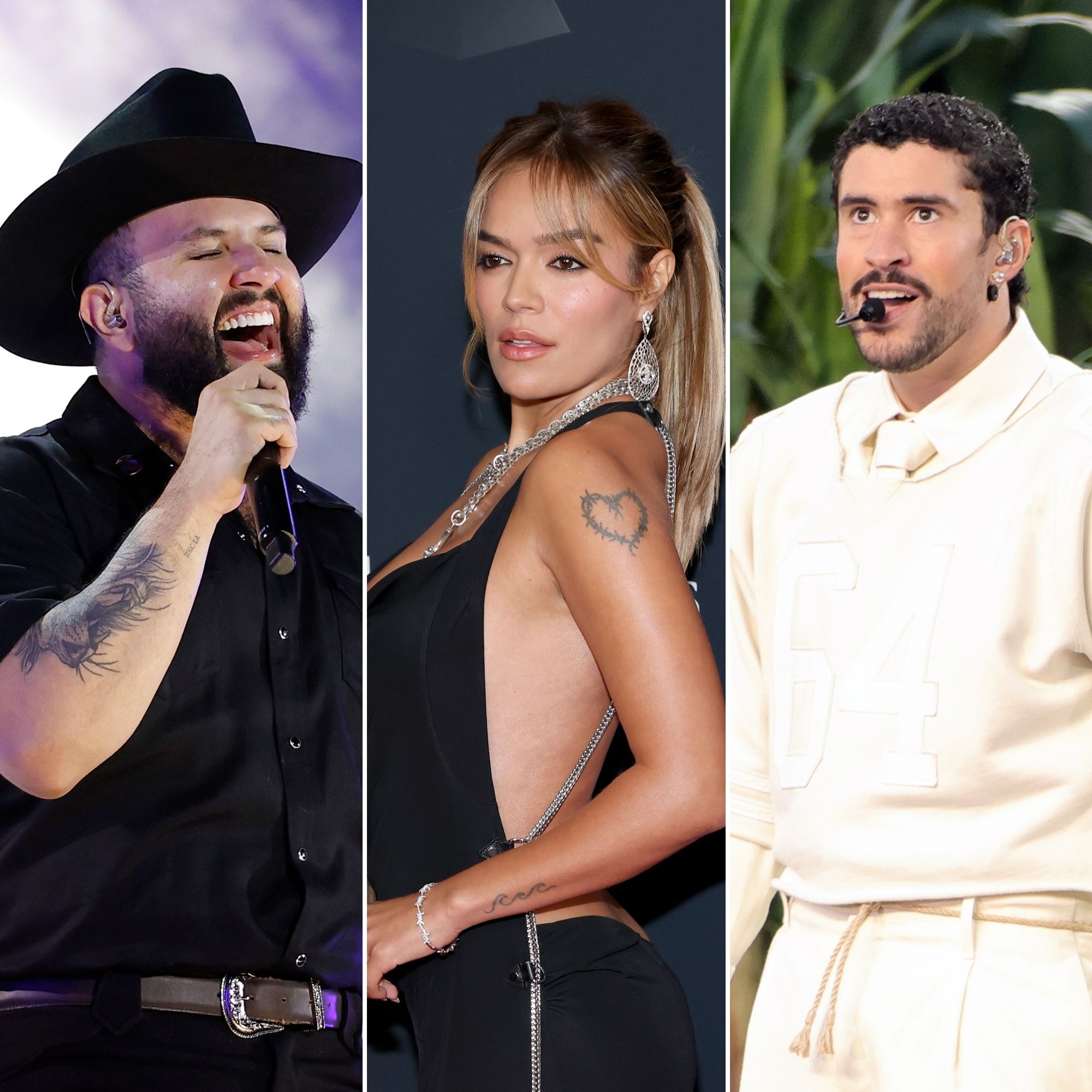 Carín León, Karol G y Bad Bunny