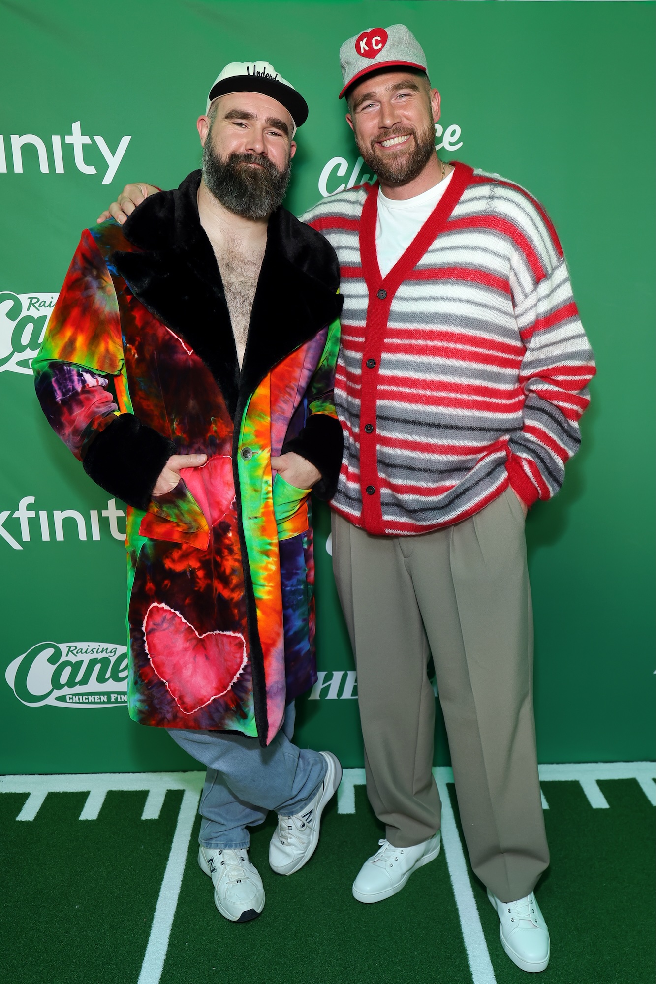 Travis Kelce and Jason Kelce Spice Up a New Heights Party in Funky Looks