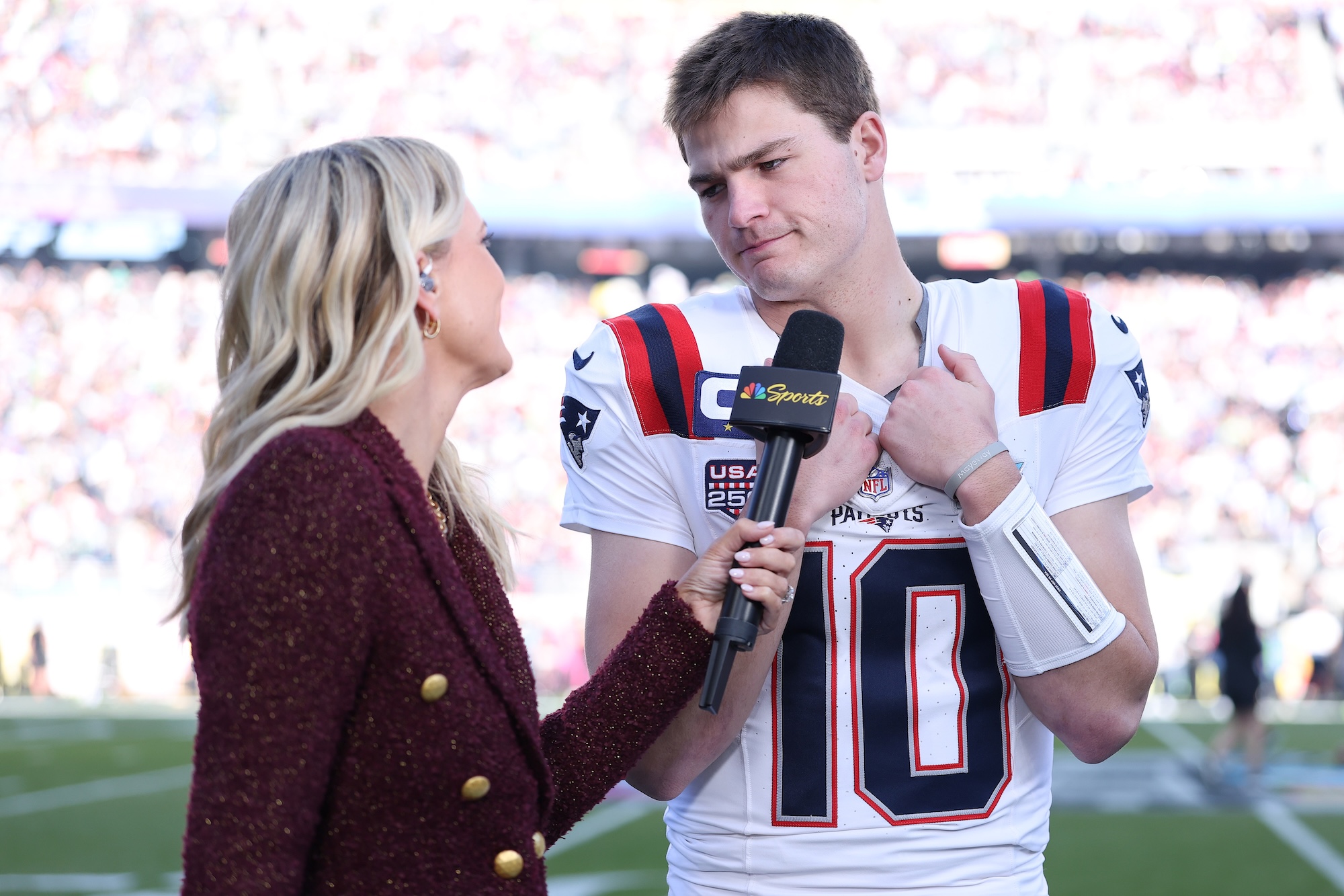 Drake Maye Holds Back Tears After Patriots Lose Super Bowl 2026
