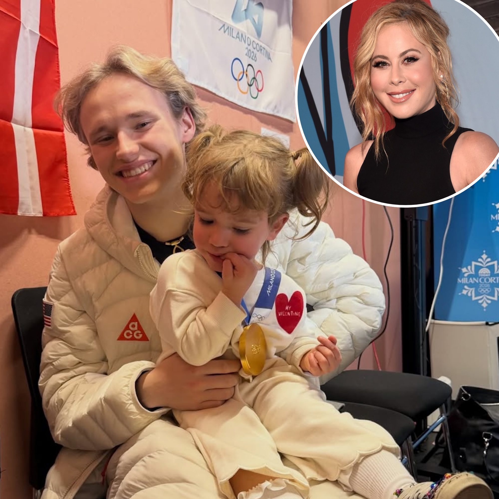 Team USA’s Ilia Malinin Adorably Puts His Gold Medal on Tara Lipinski's 2-Year-Old Daughter Georgie