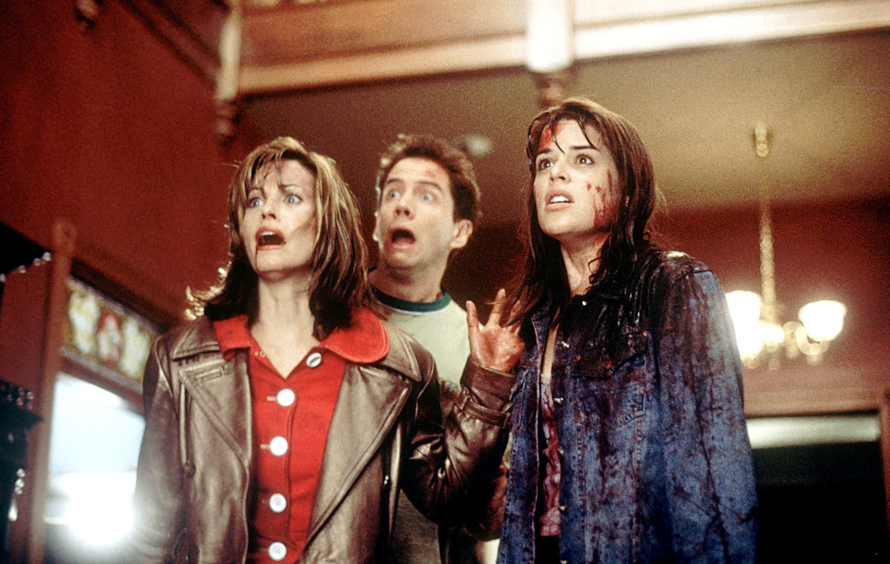Courteney Cox, Jamie Kennedy and Neve Campbell in Scream