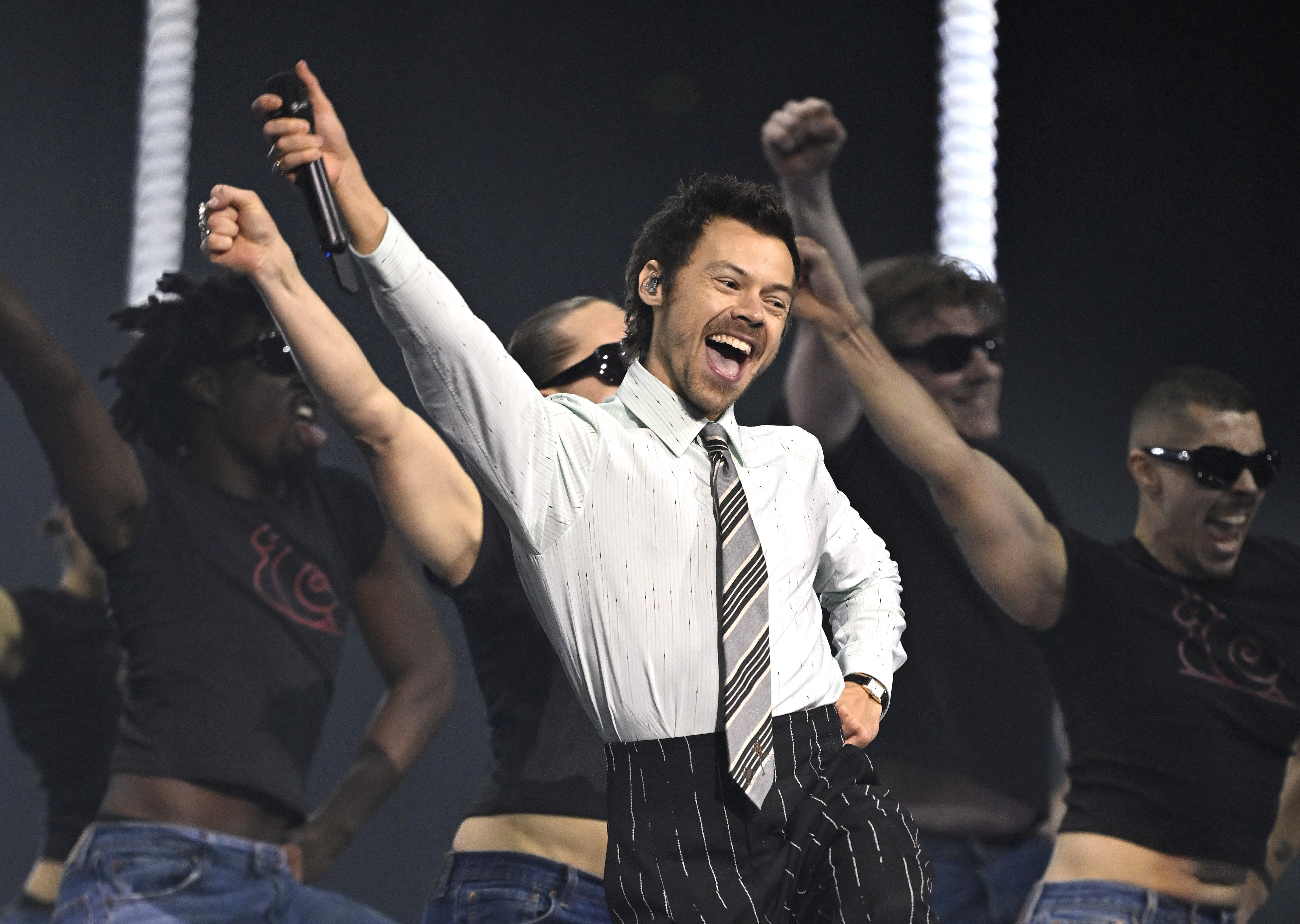 Harry Styles performing at the 2026 Brit Awards.