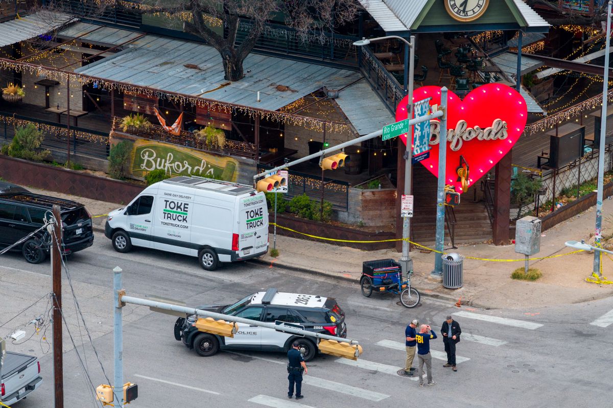 A photo shows the crime scene Sunday morning