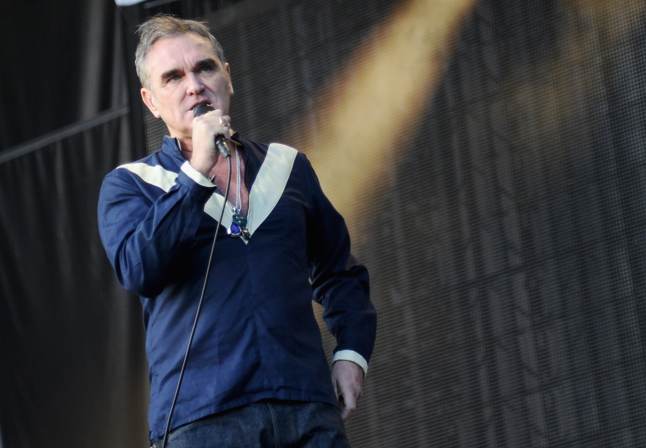 Morrissey performing during the 2015 Firefly Music Festival.