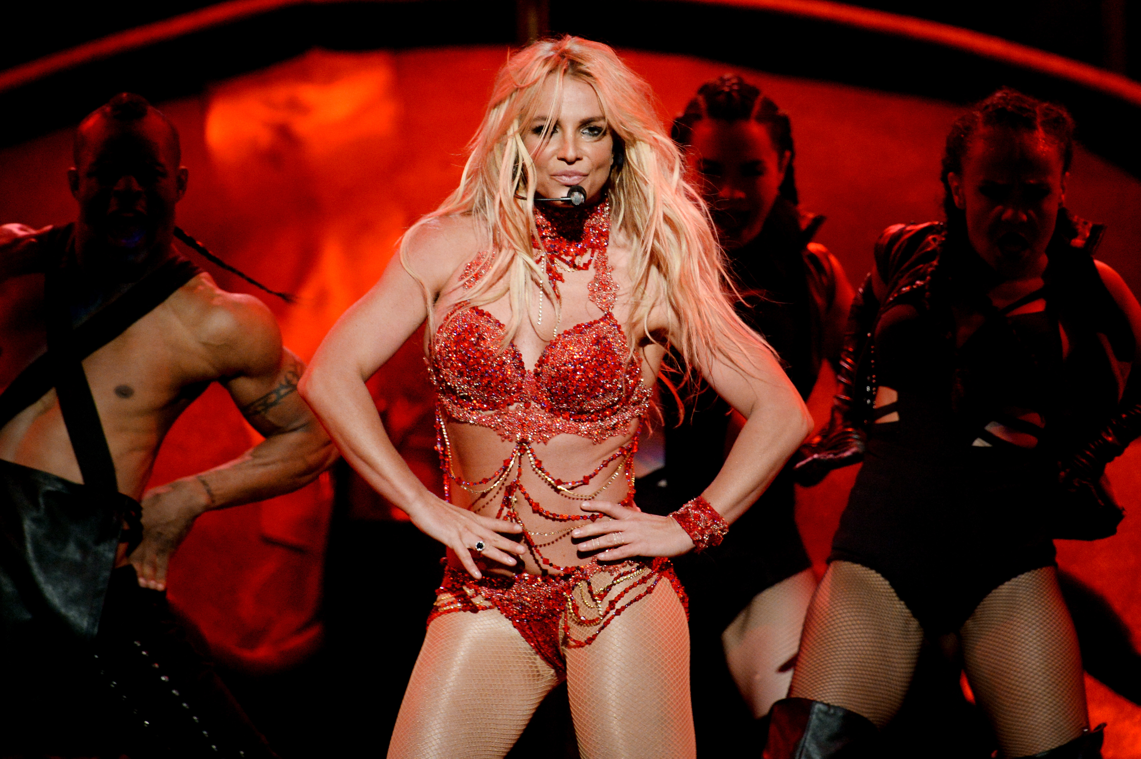 Britney Spears performing at the 2016 Billboard Music Awards.