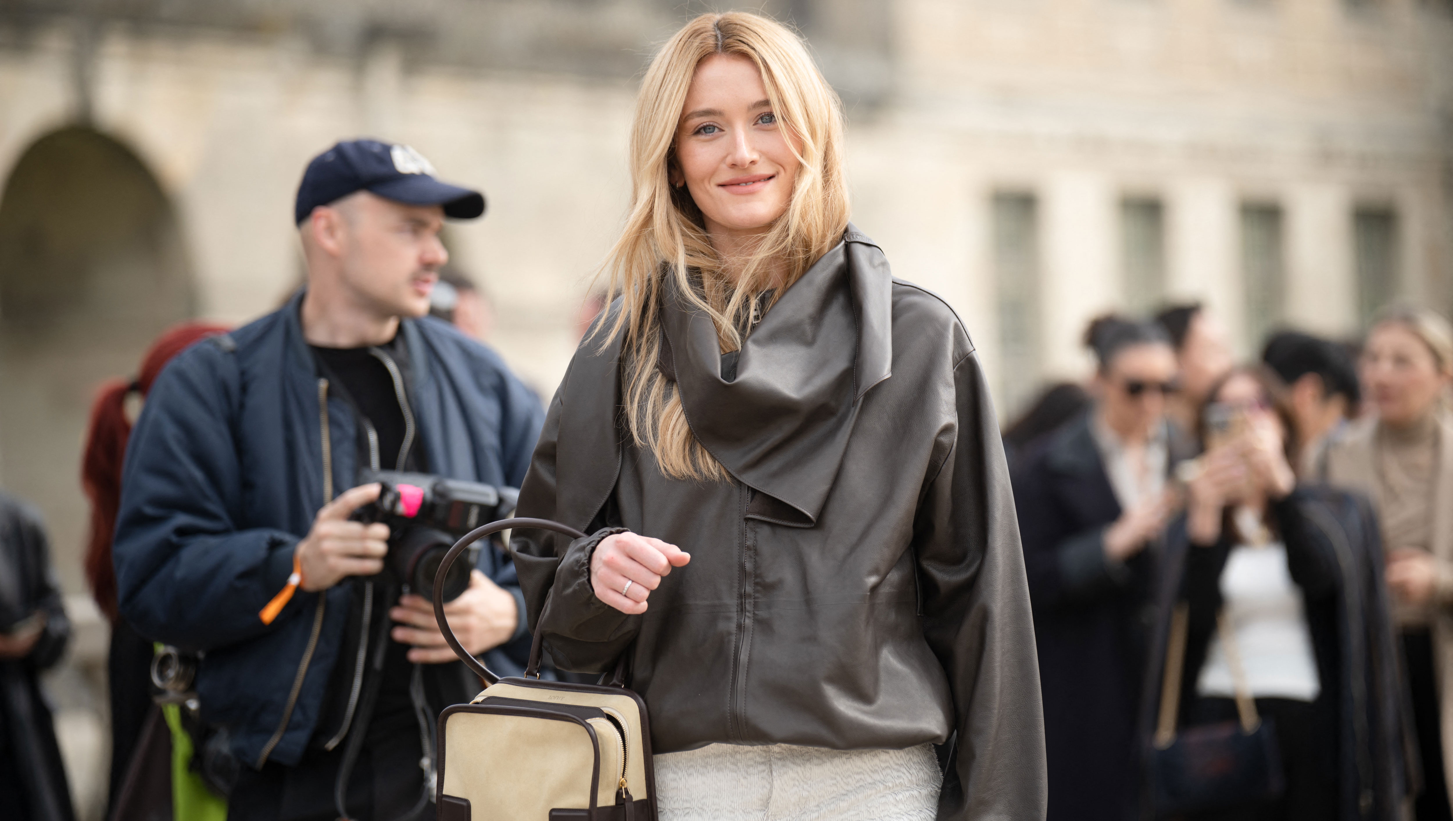 Sarah Pidgeon attends the Loewe Womenswear Fall/Winter 2026-2027 show as part of Paris Fashion Week in Paris France 2026/03/05 (Photo by Laurent Hou / Hans Lucas / AFP via Getty Images)