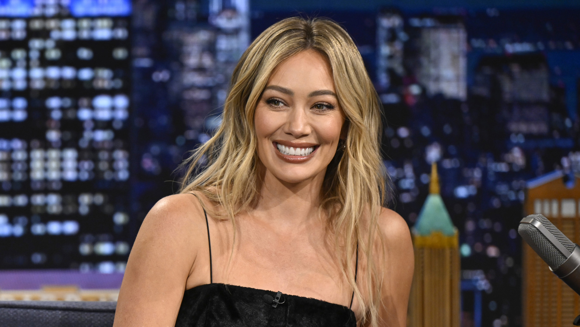 THE TONIGHT SHOW STARRING JIMMY FALLON -- Episode 2262 -- Pictured: Singer Hilary Duff during an interview with host Jimmy Fallon on Monday, March 9, 2026 -- (Photo by: Todd Owyoung/NBC via Getty Images)