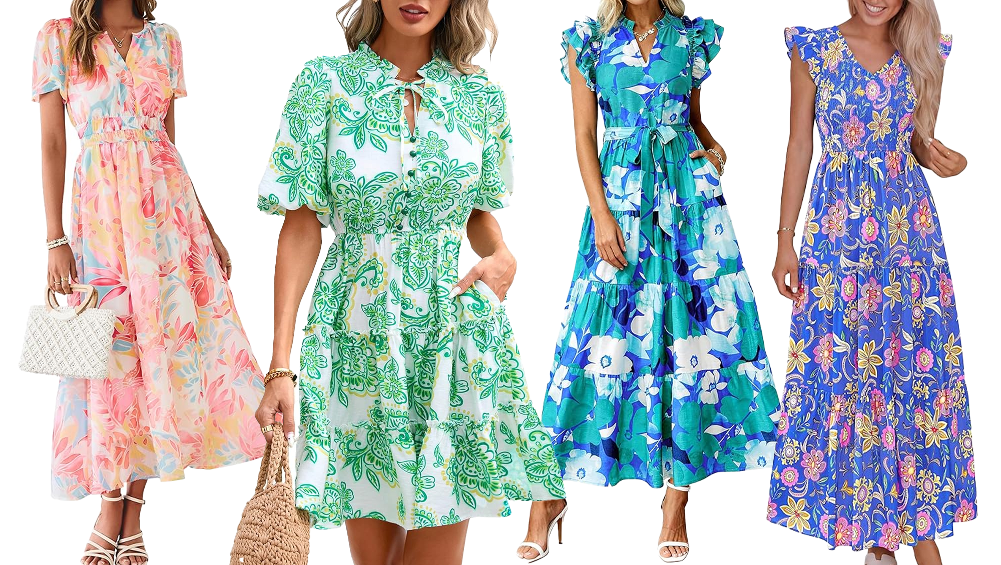Pastel, green, blue and floral dresses Amazon