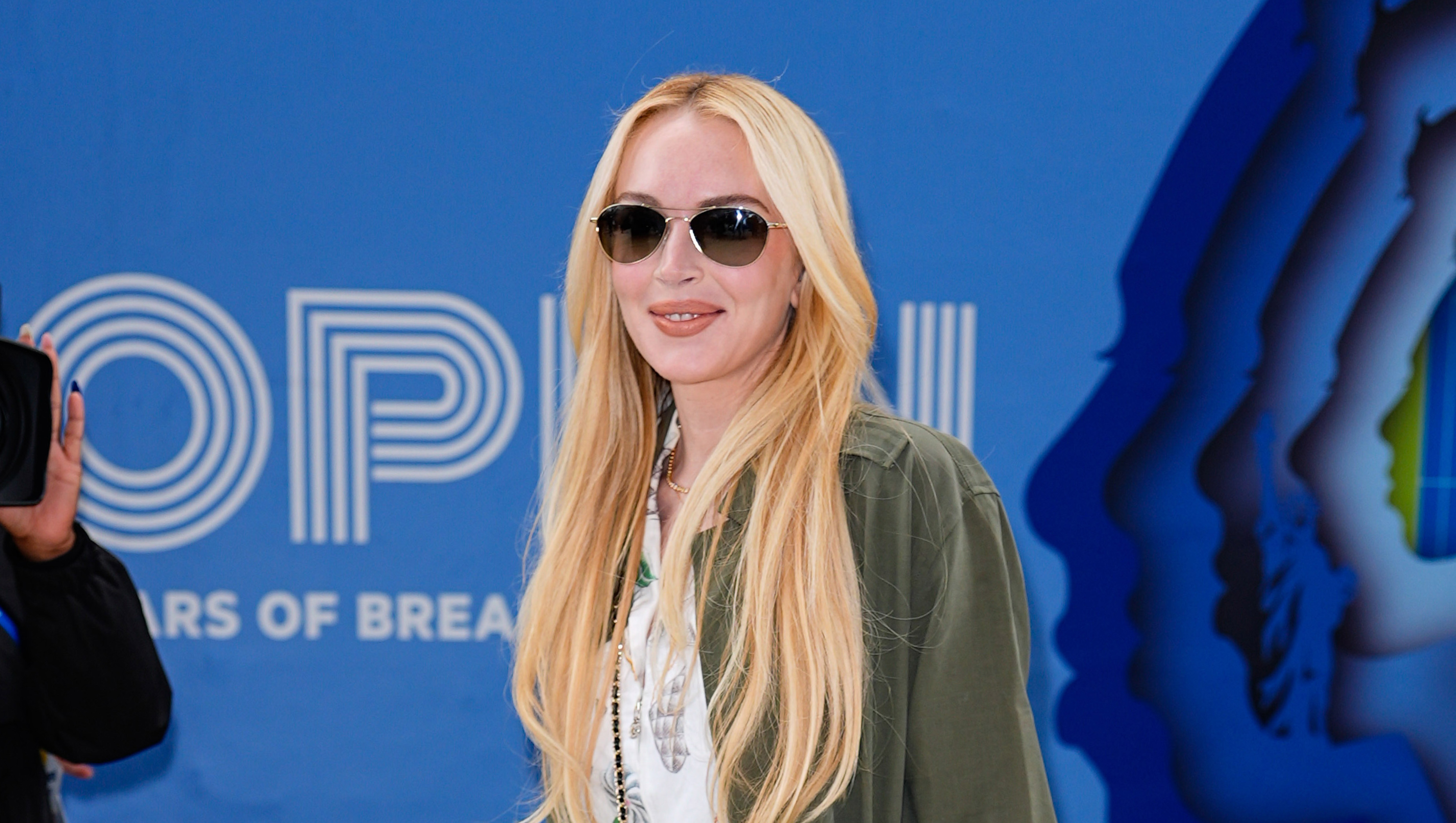 NEW YORK, NY - SEPTEMBER 07: Lindsay Lohan attends Day 15 of the 2025 US Open Tennis Championships at USTA Billie Jean King National Tennis Center on September 07, 2025 in Flushing Meadows, Queens, New York City. (Photo by XNY/Star Max/GC Images)