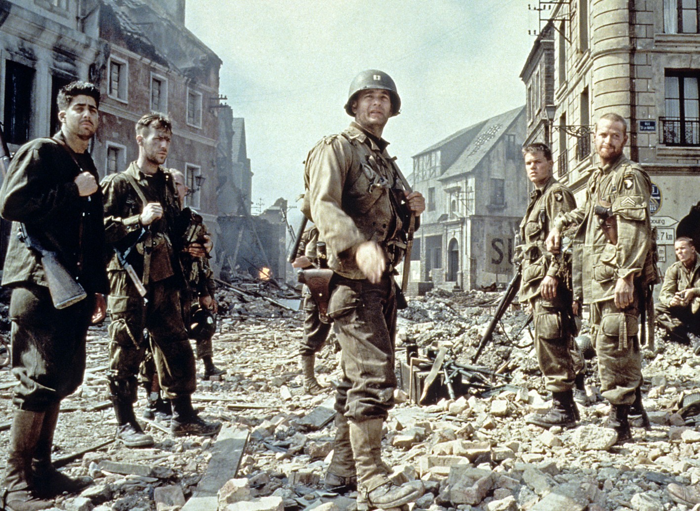 Adam Goldberg, Demitri Goritsas, Tom Hanks, Matt Damon and Maximilian Martini in Saving Private Ryan