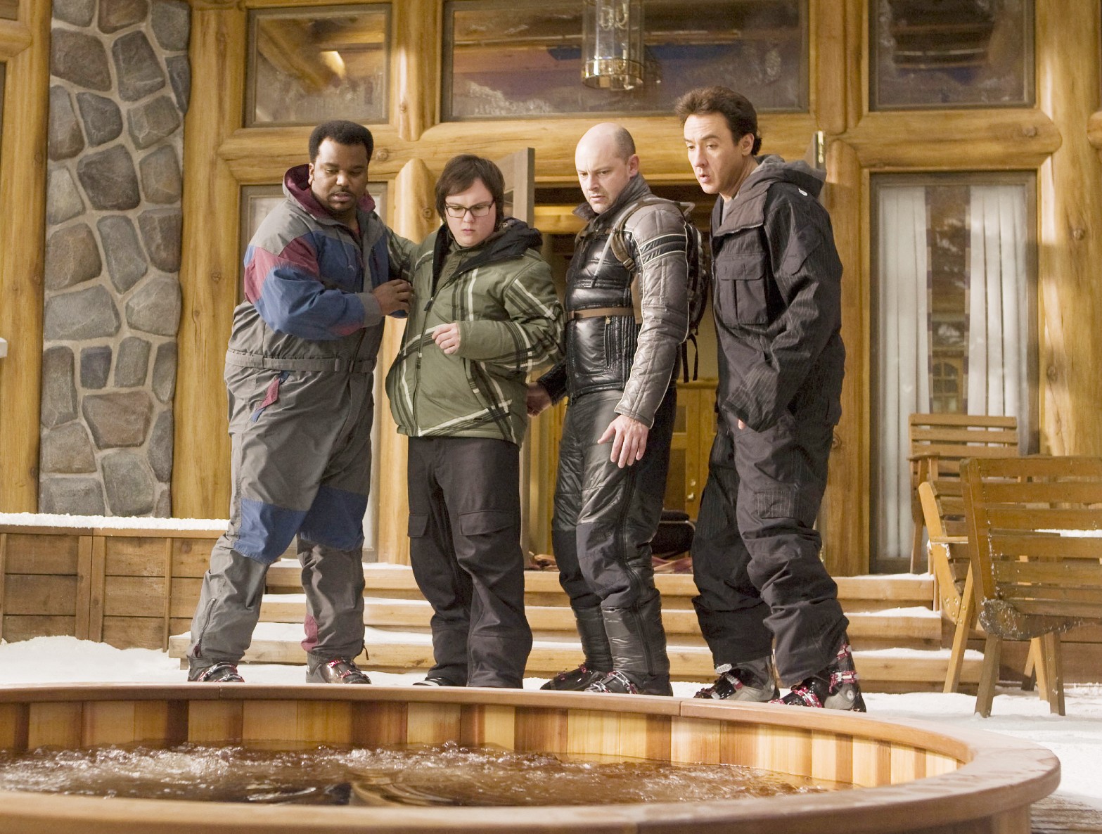 Craig Robinson, Clark Duke, Rob Corddry and John Cusack in Hot Tub Time Machine