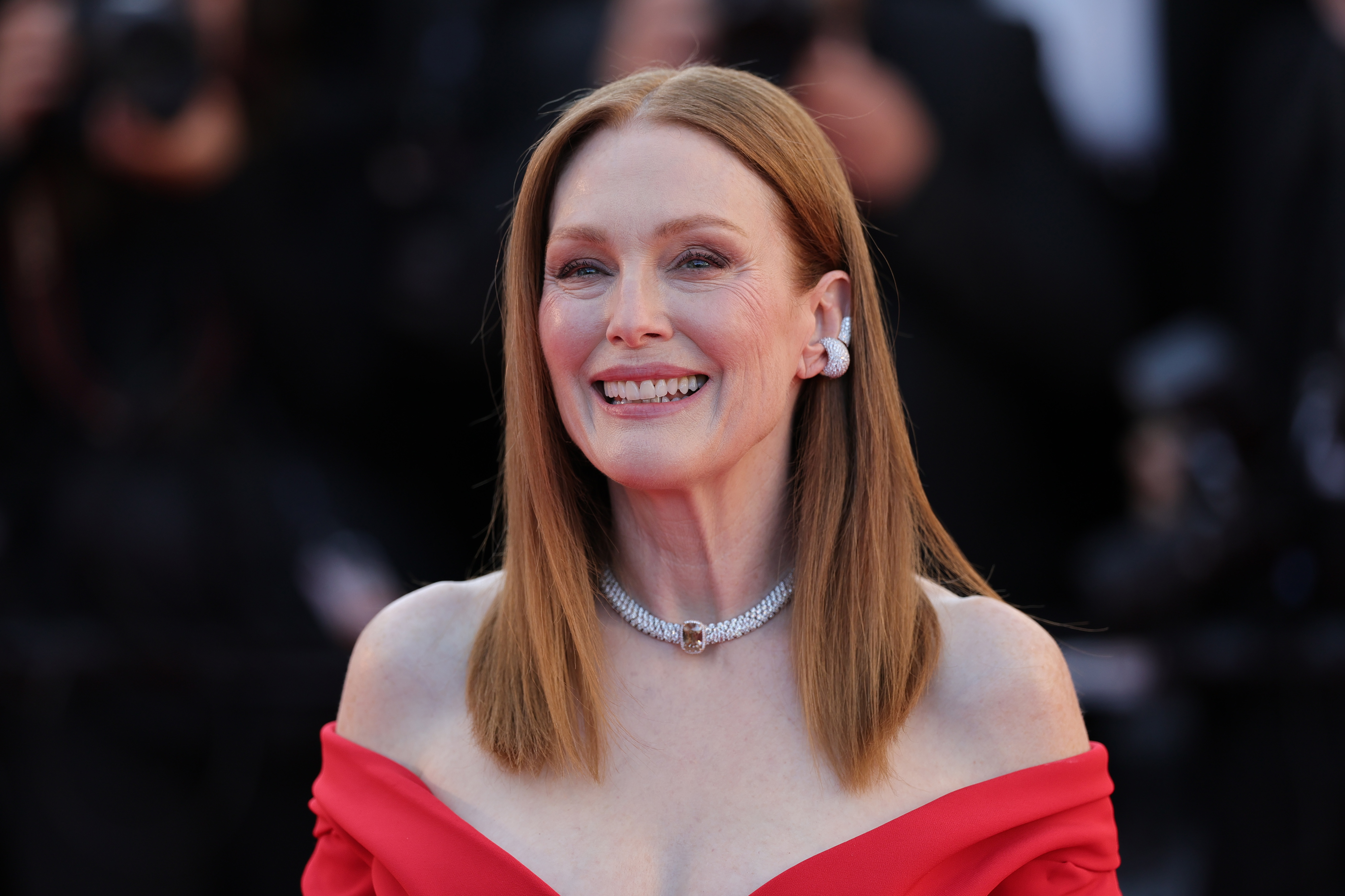 CANNES, FRANCE - MAY 17: Julianne Moore attends the "Garance" screening during the 79th annual Cannes Film Festival at Palais des Festivals on May 17, 2026 in Cannes, France. (Photo by Neilson Barnard/Getty Images)