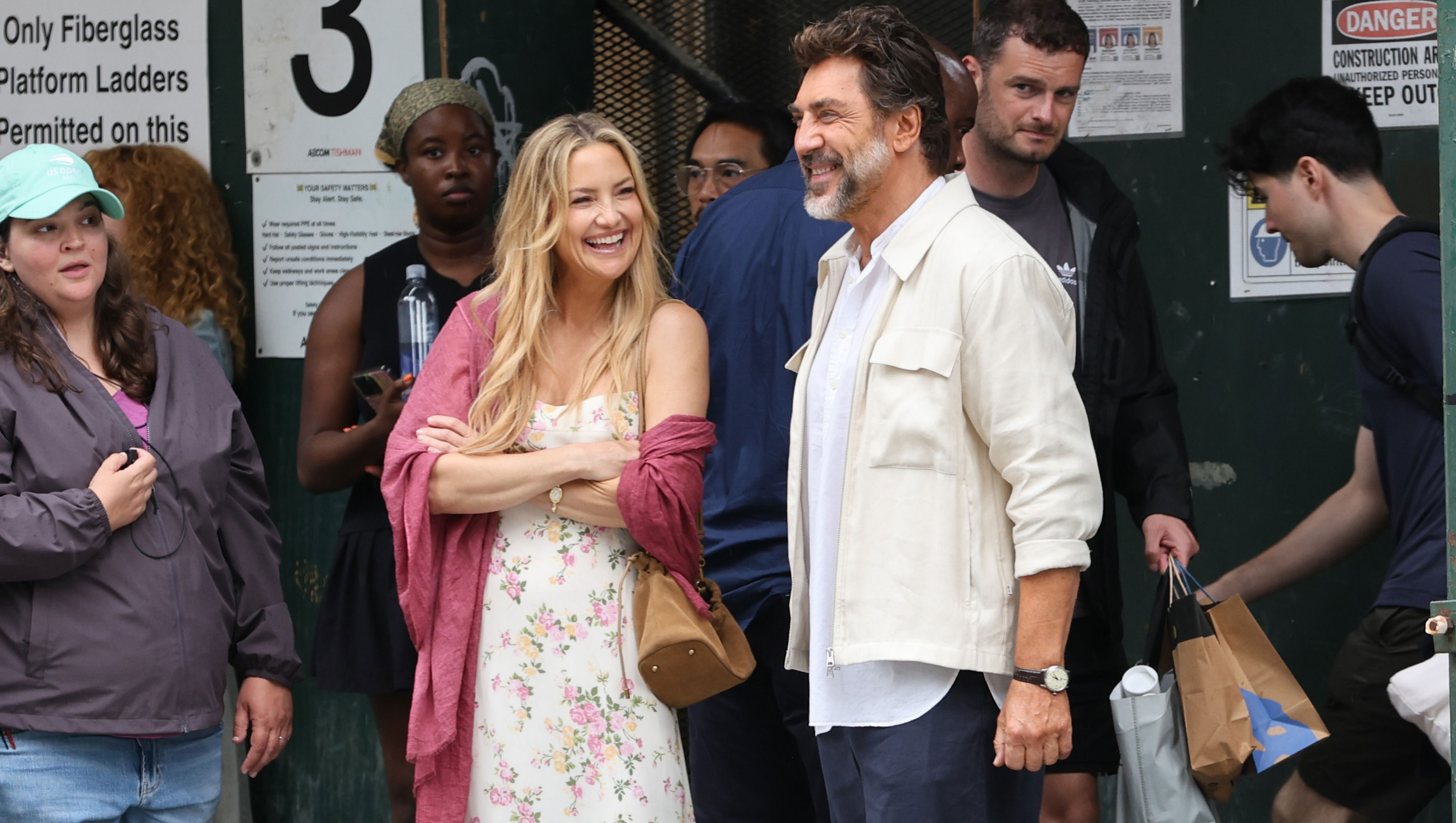 NEW YORK, NY - JUNE 23: Kate Hudson and Javier Bardem are seen on the set of "Hello & Paris" in Downtown, Manhattan on June 23, 2026 in New York City. (Photo by Jose Perez/Bauer-Griffin/GC Images)