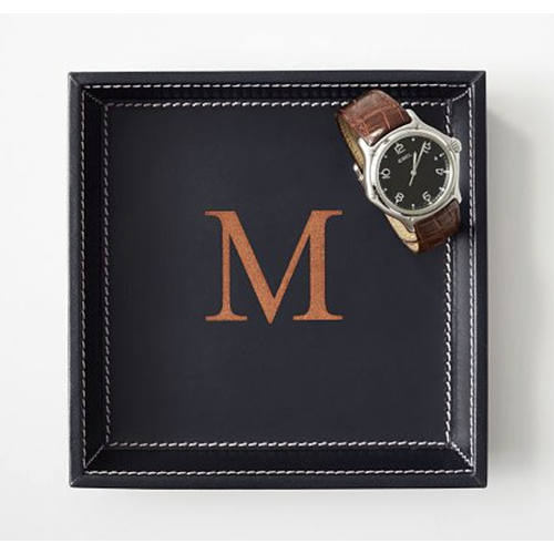 MARK & GRAHAM CLASSIC LEATHER TOP STITCH CATCHALL TRAY