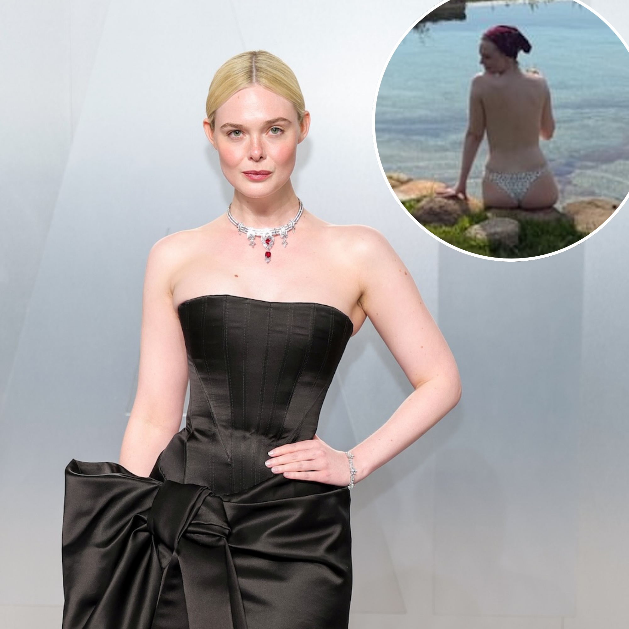 Elle Fanning Poses Topless in Cheeky Bottoms on Vacation