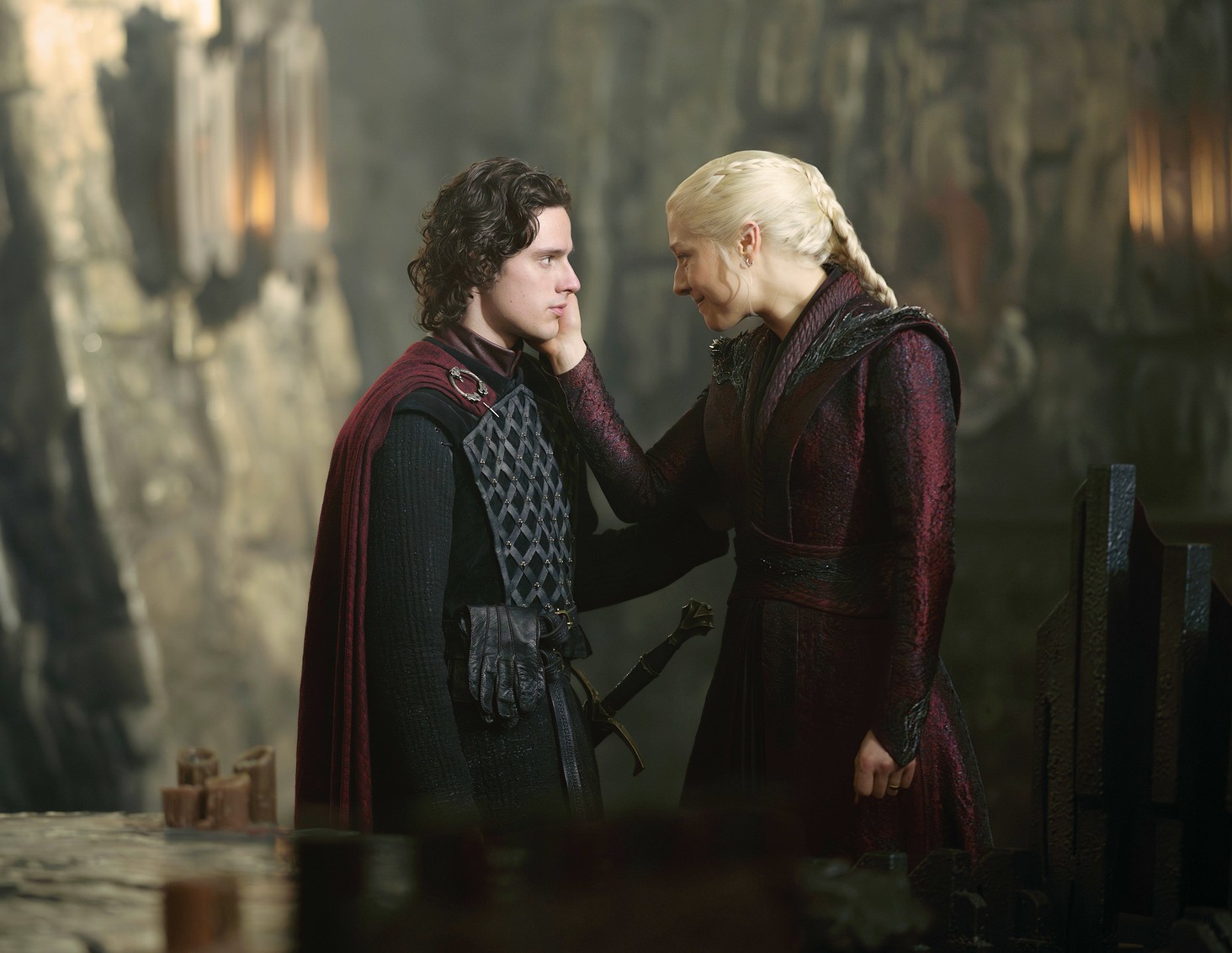 Harry Collett and Emma D'Arcy in House of the Dragon season 3